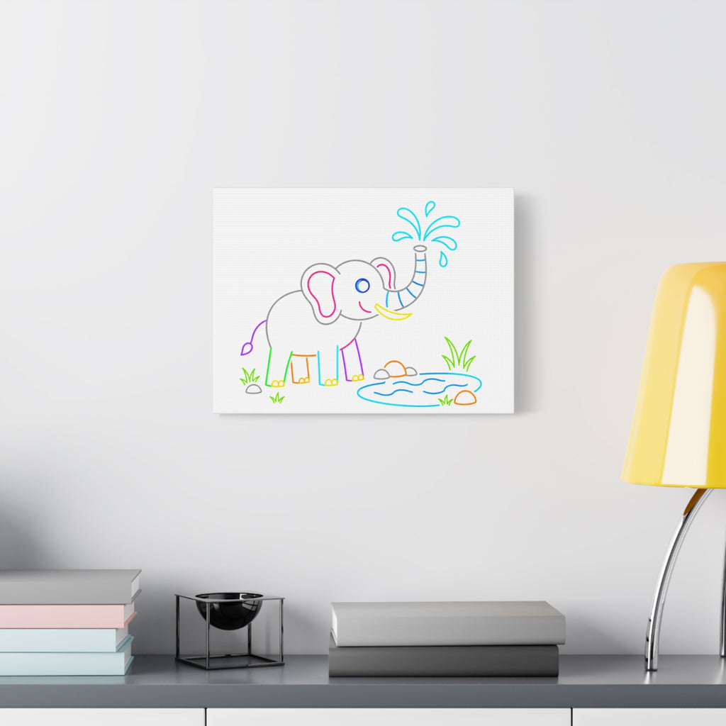 Cute Neon Elephant Canvas Print — Kids Nursery Wall Art