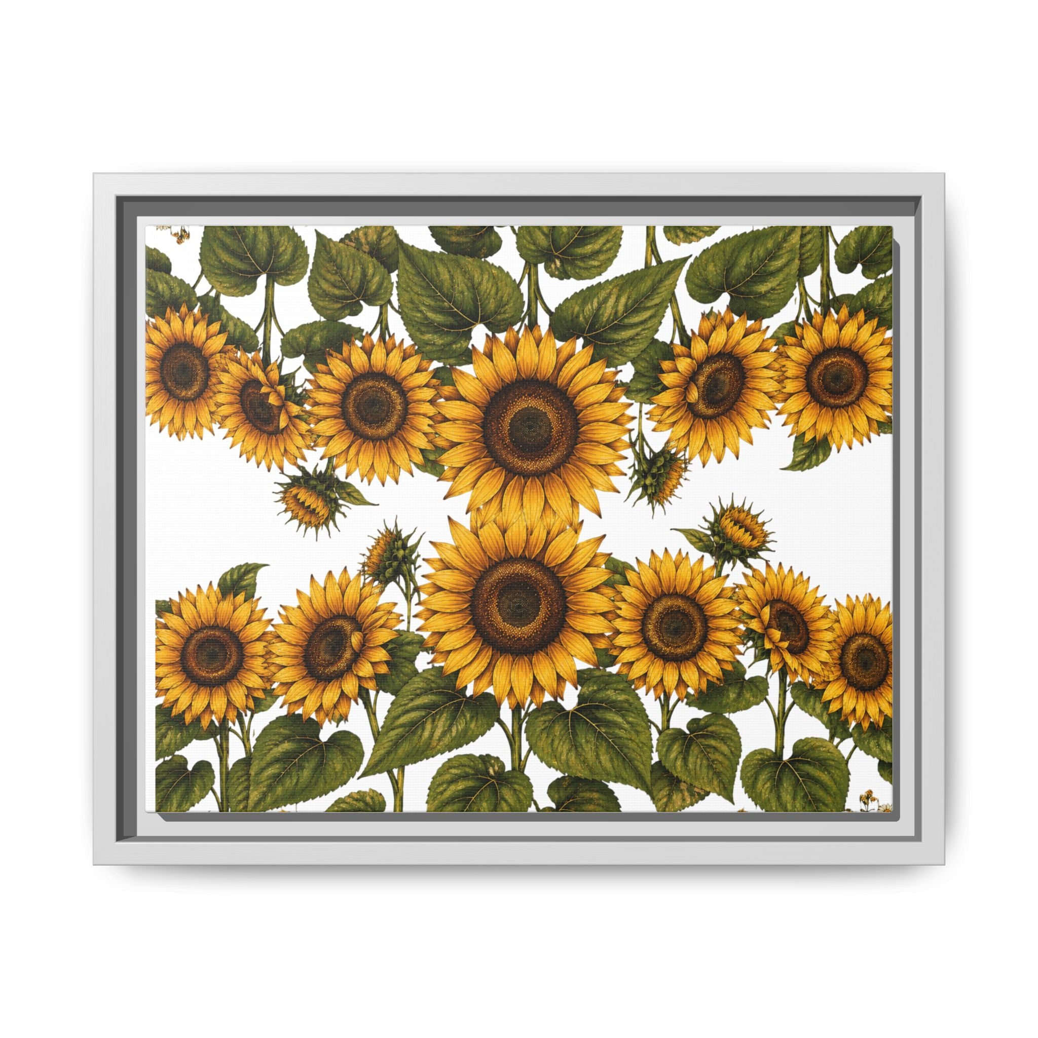 Framed Sunflower Canvas Print — Matte Floral Wall Art
