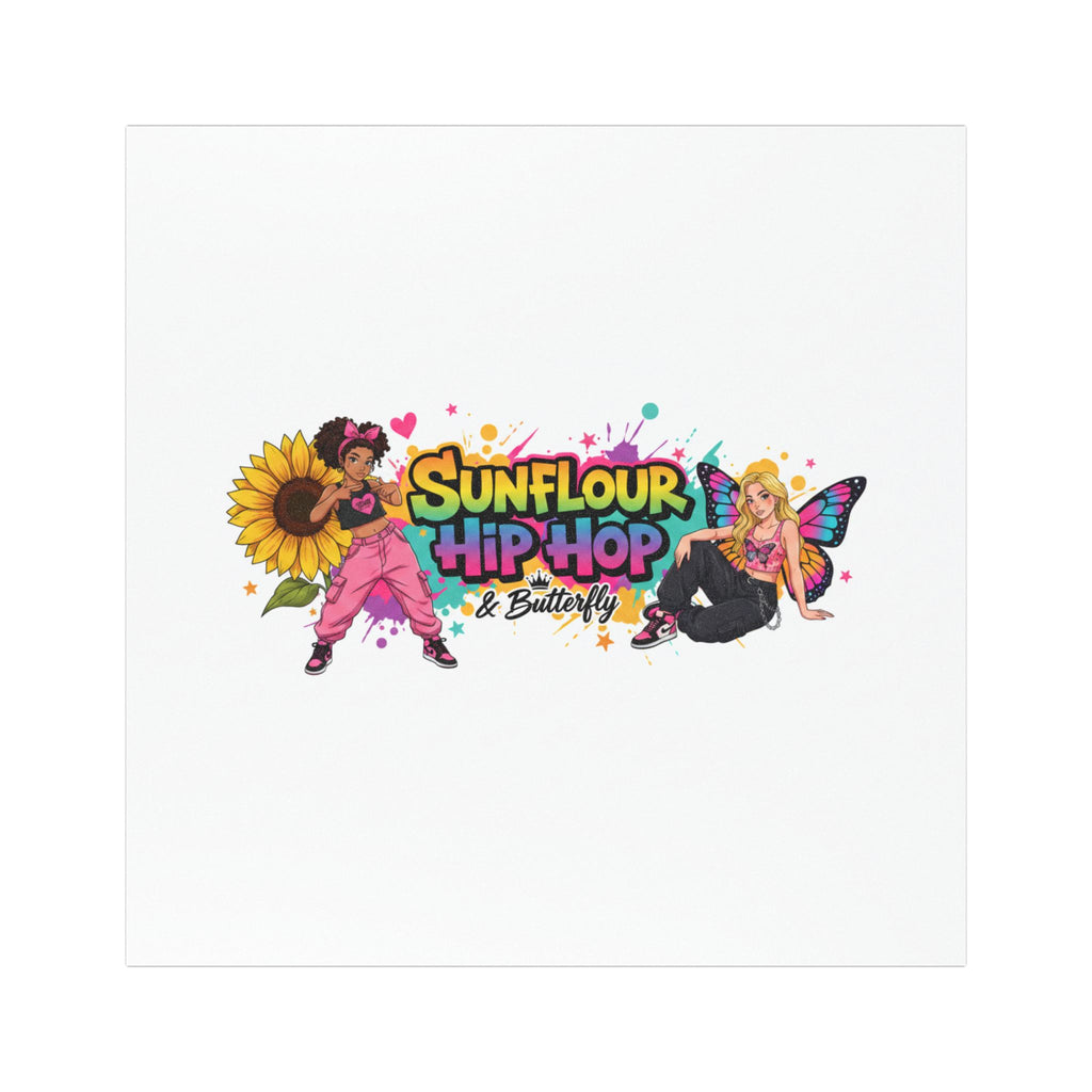 Sunflour Hip Hop & Butterfly Car Magnet — Colorful Sunflower & Butterfly Graphic