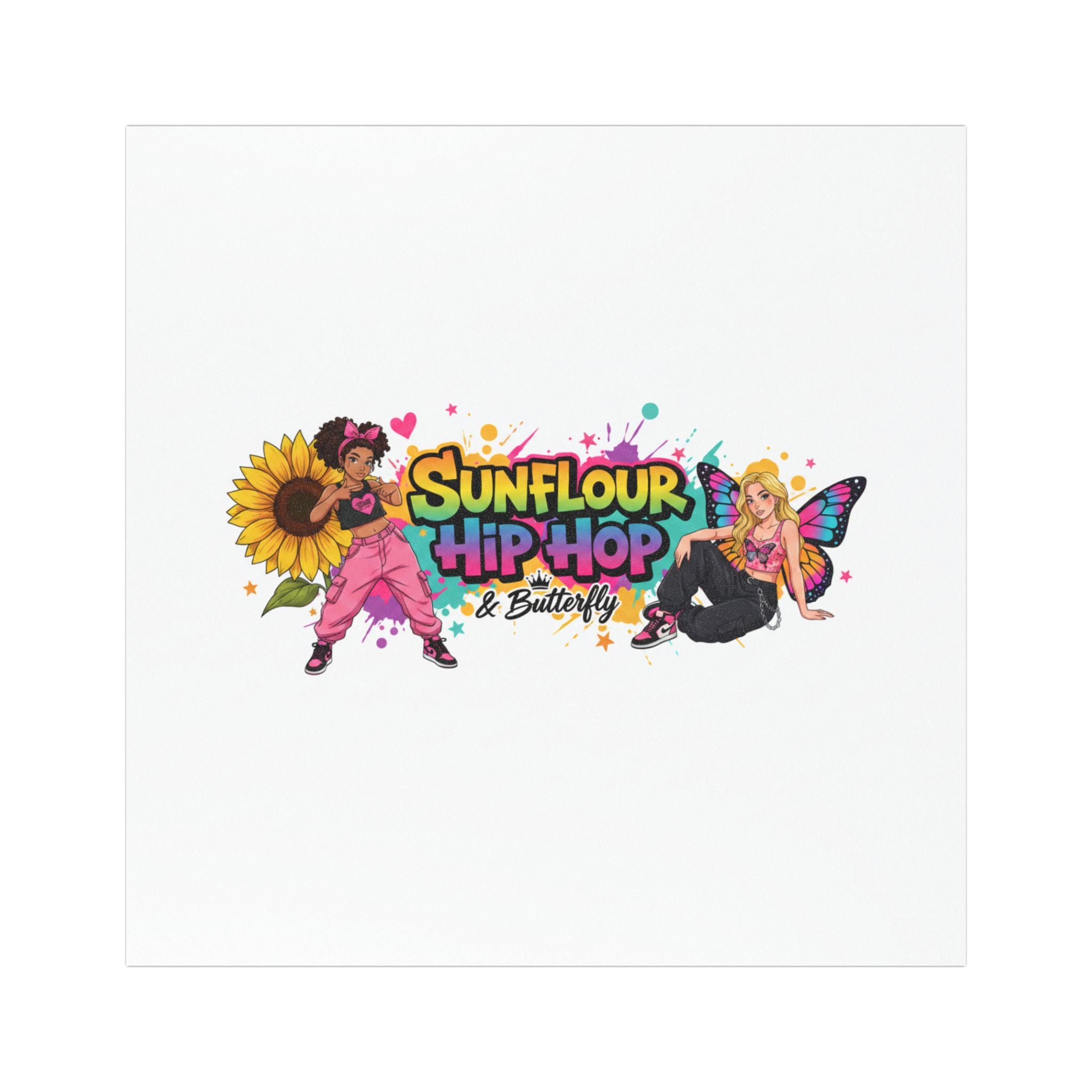 Sunflour Hip Hop & Butterfly Car Magnet — Colorful Sunflower & Butterfly Graphic