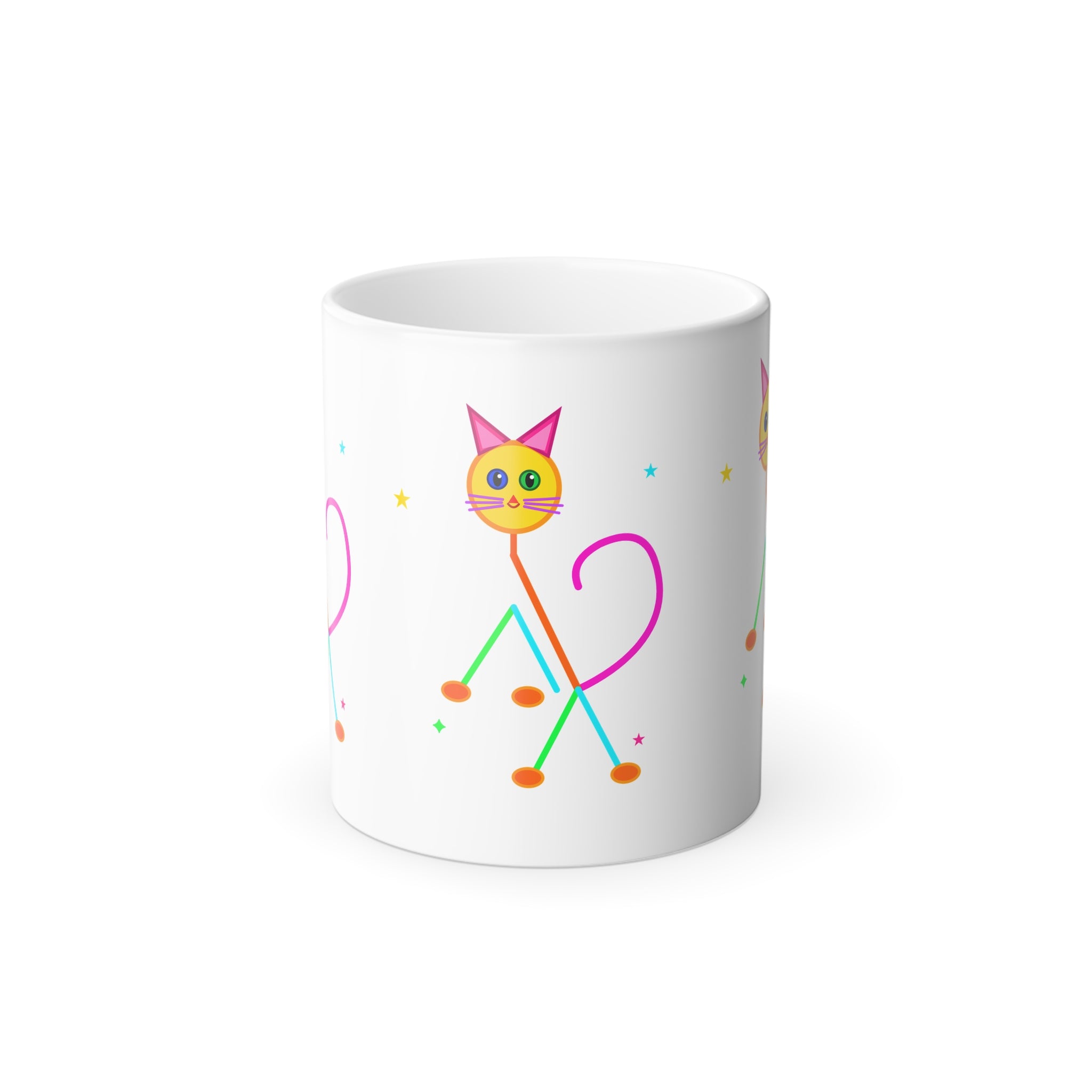 Color Morphing Mug — Cute Neon Cat Heat Reveal, 11oz