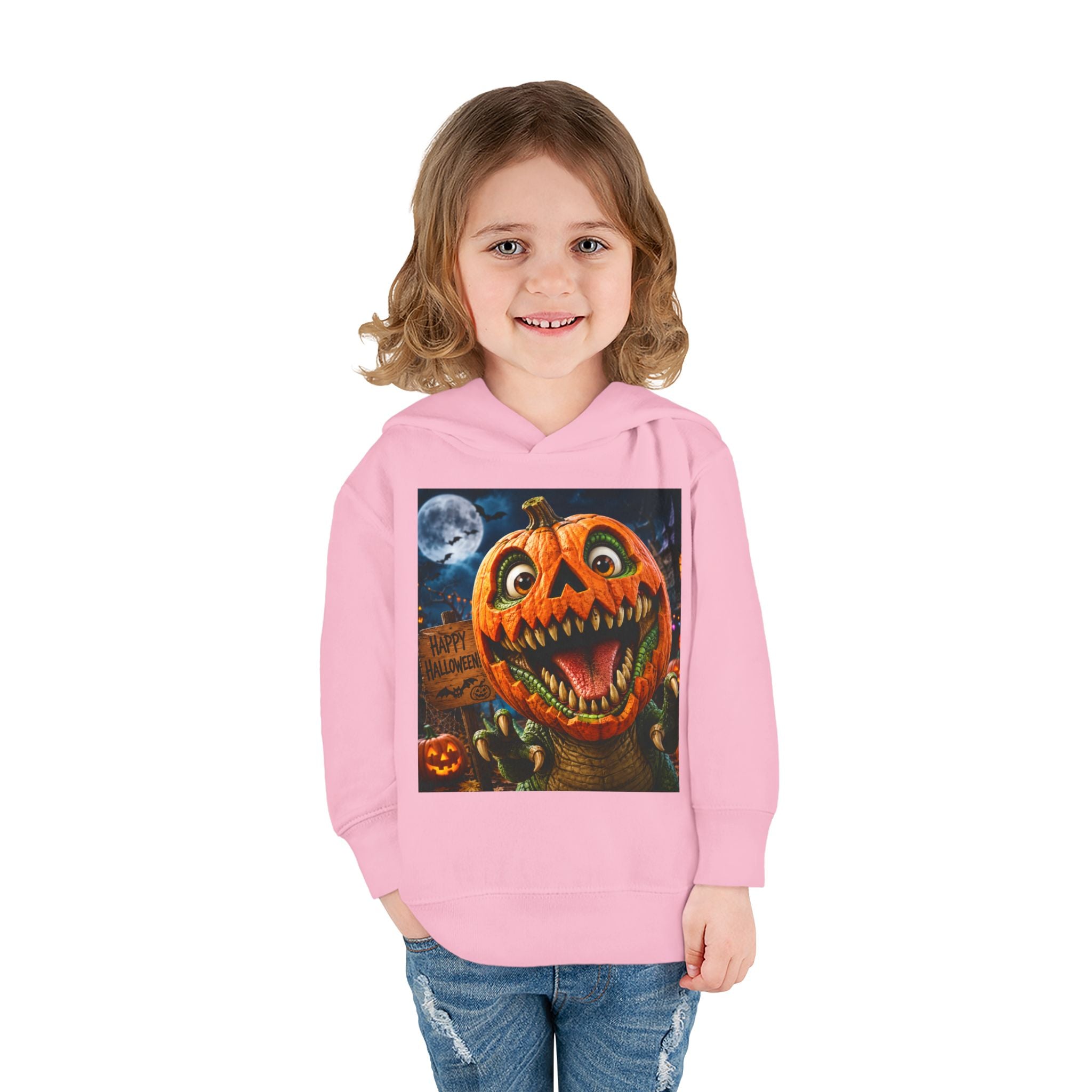 Halloween Toddler Hoodie — Dinosaur Creepy Jack-O'-Lantern Pumpkin Halloween Pullover