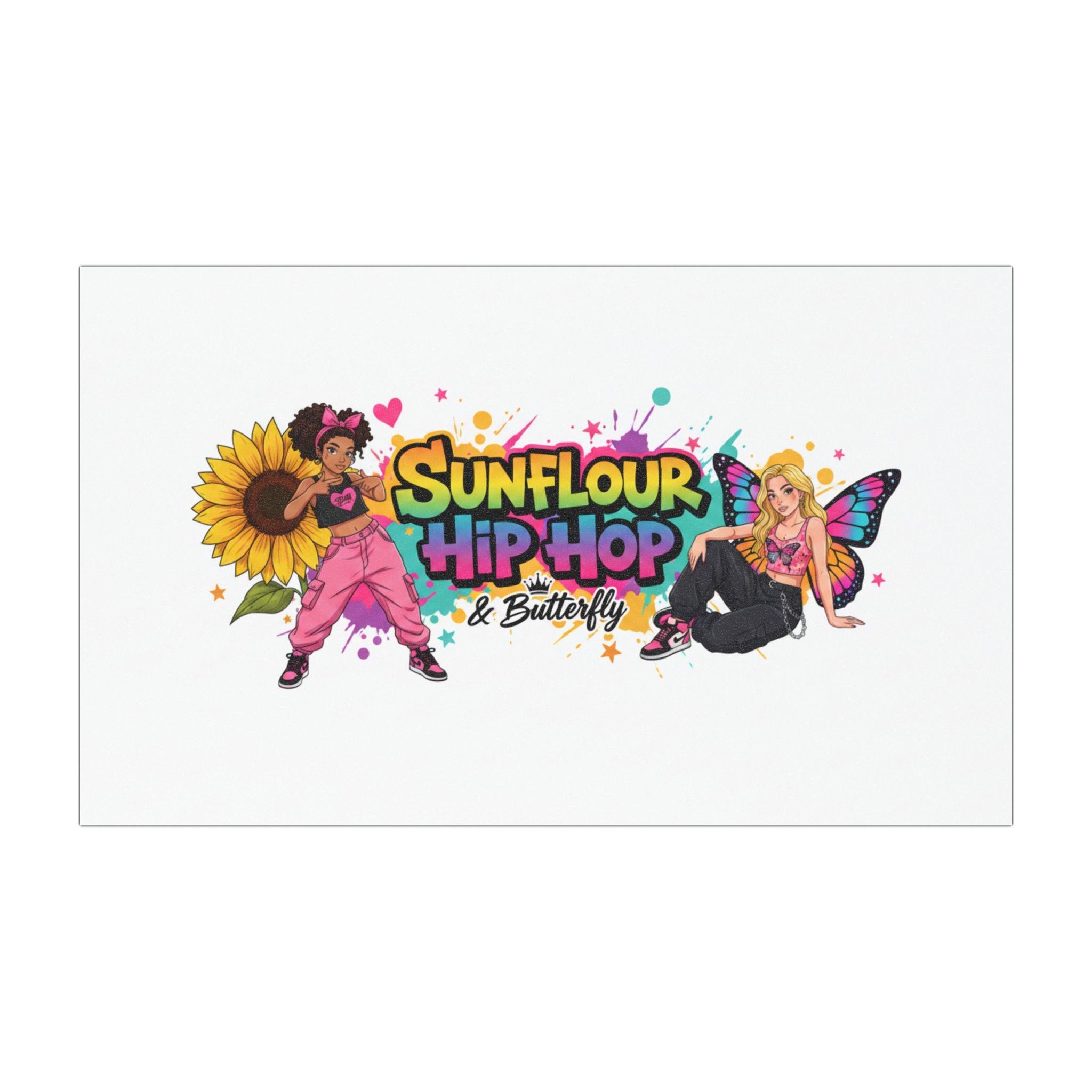 Sunflour Hip Hop & Butterfly Car Magnet — Colorful Sunflower & Butterfly Graphic