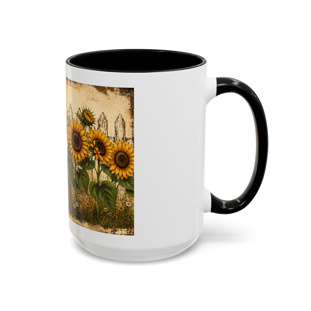 Sunflower Garden Coffee Mug — Vintage Farmhouse Floral Accent Mug