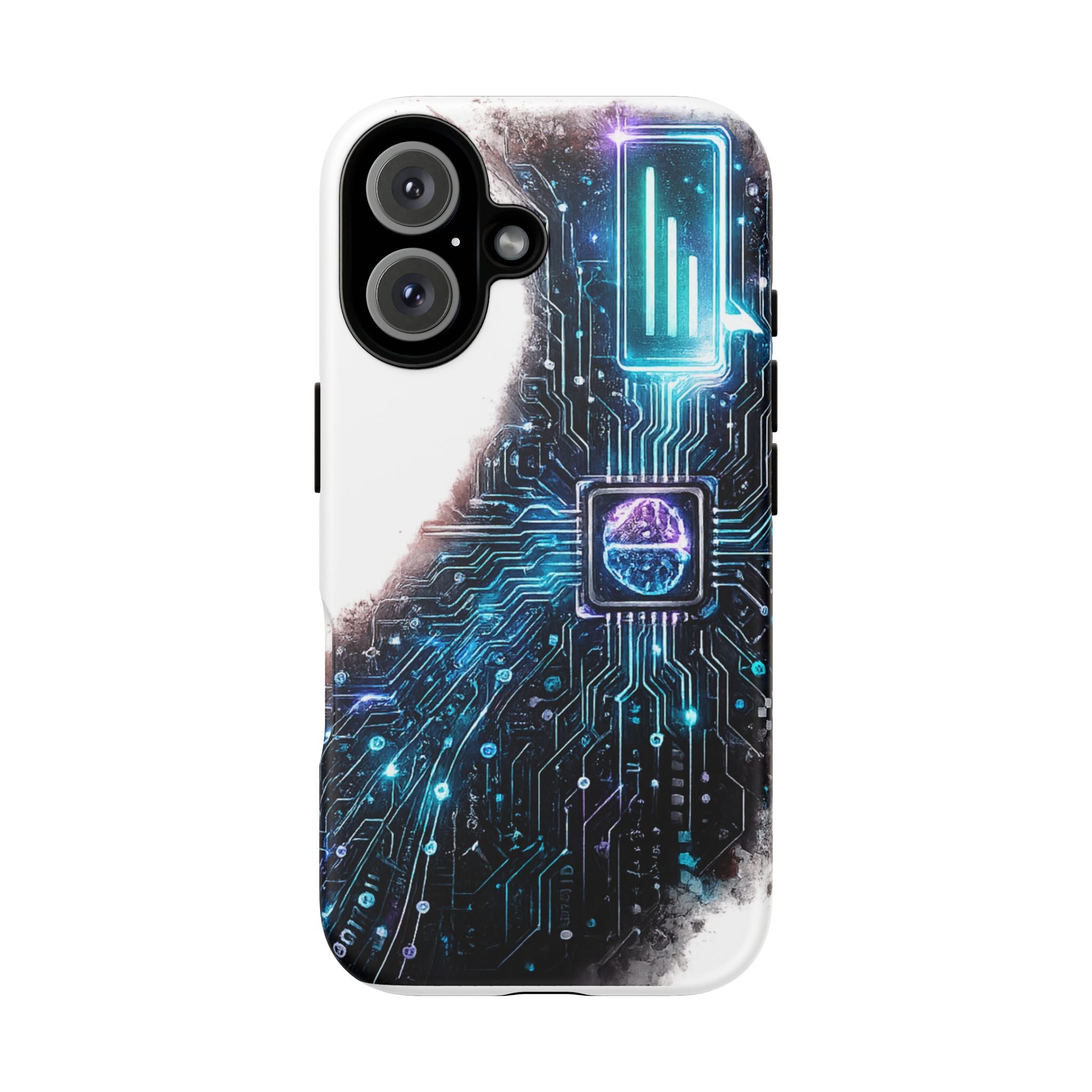 Tech Circuit Tough Phone Case — Futuristic Neon PCB Design