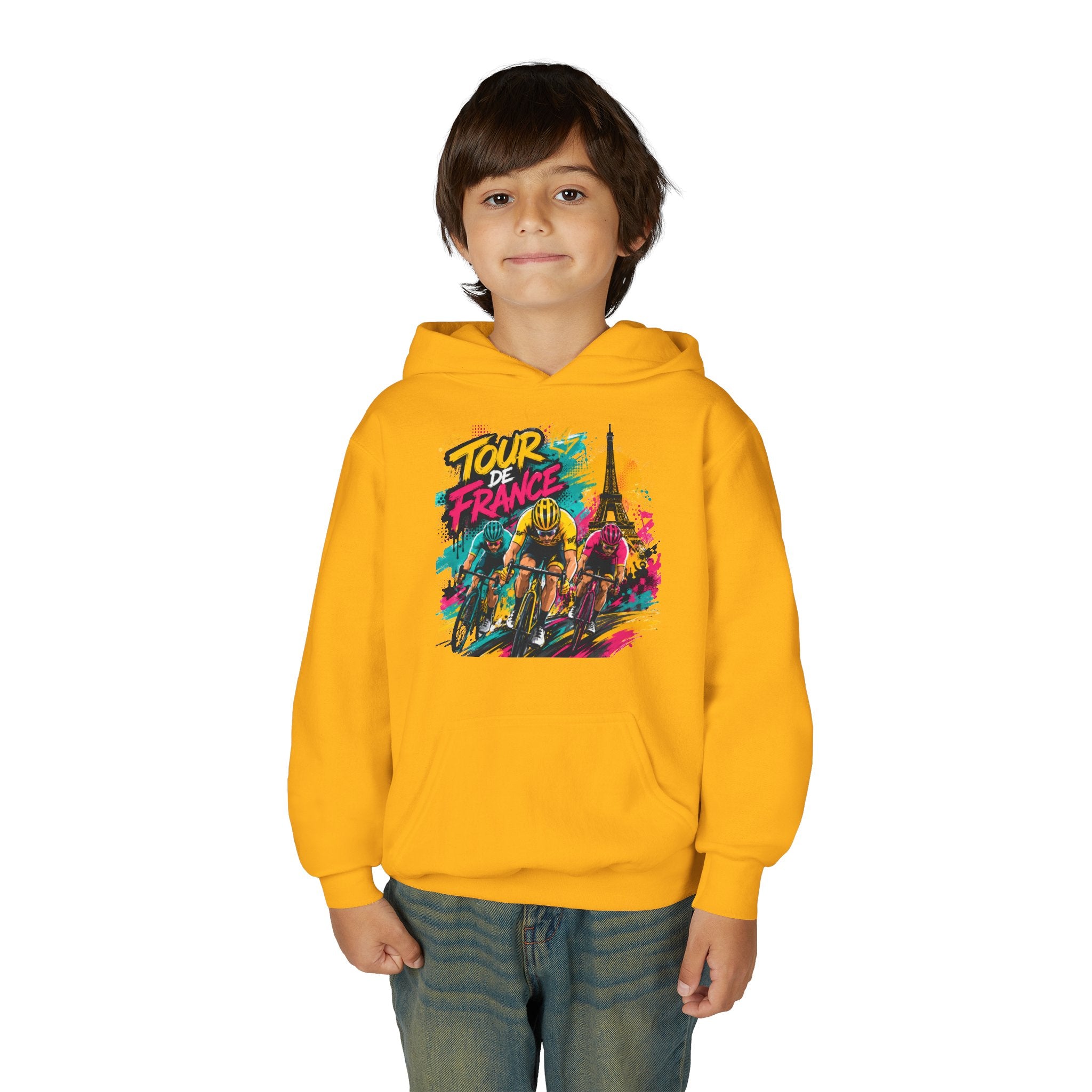 Tour de France Youth Hoodie — Colorful Cycling Graphic Sweatshirt