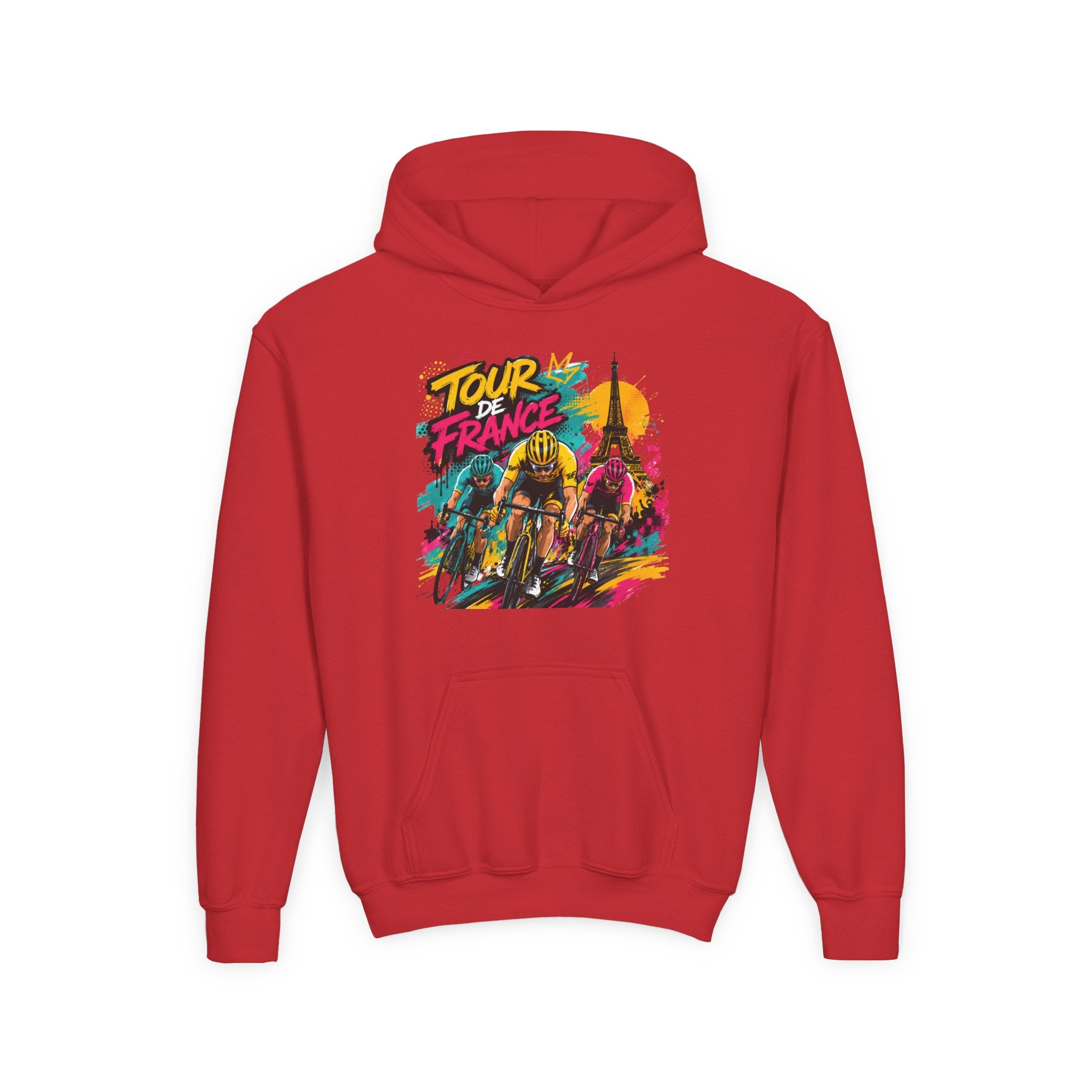 Tour de France Youth Hoodie — Colorful Cycling Graphic Sweatshirt