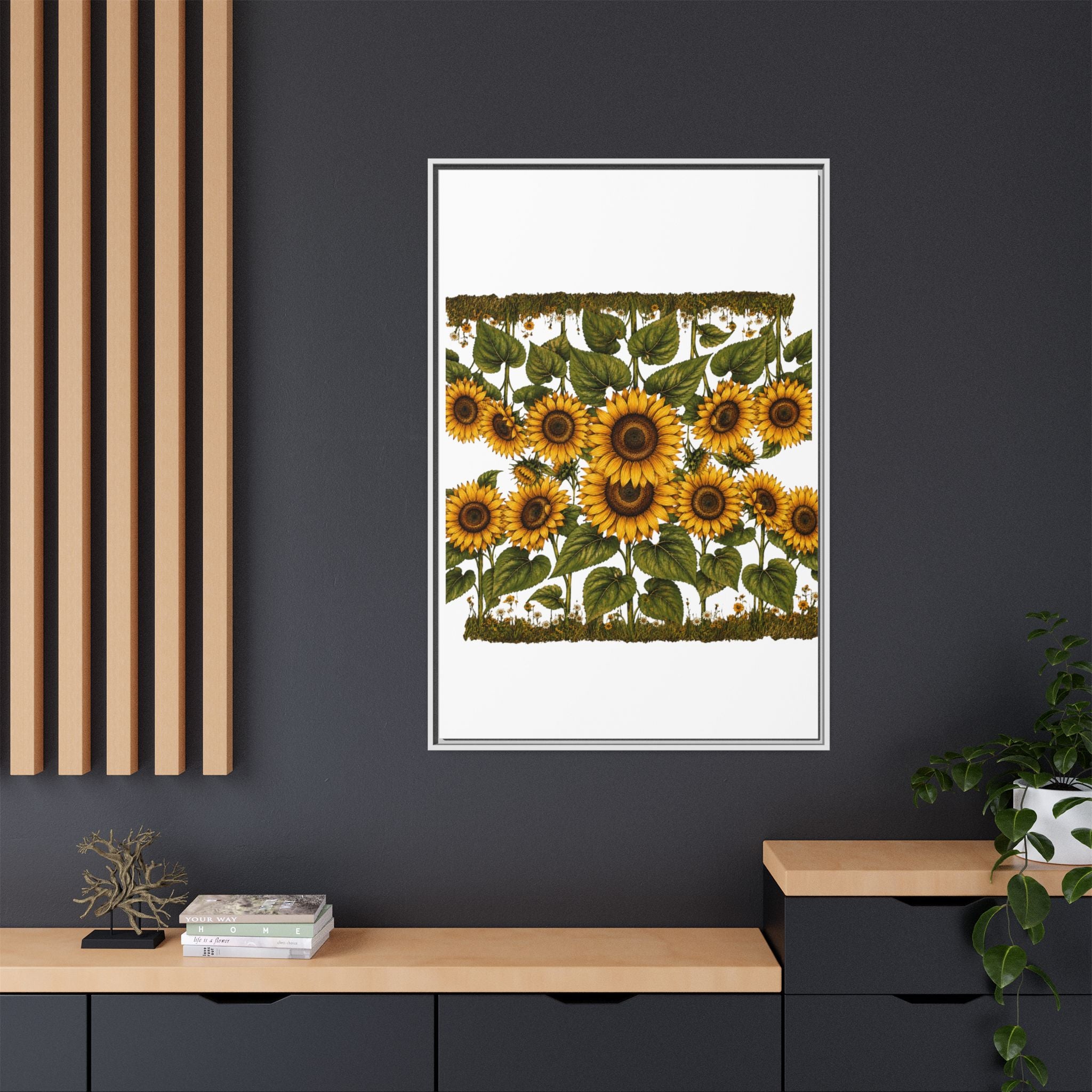 Framed Sunflower Canvas Print — Matte Floral Wall Art
