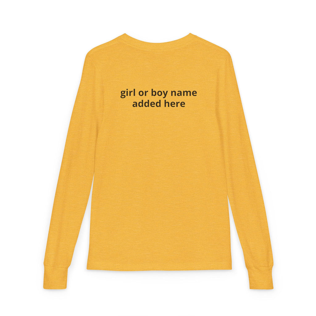 Youth Long Sleeve Tee — Spooky Dinosaur Jack-O'-Lantern Halloween Shirt (Custom Name)