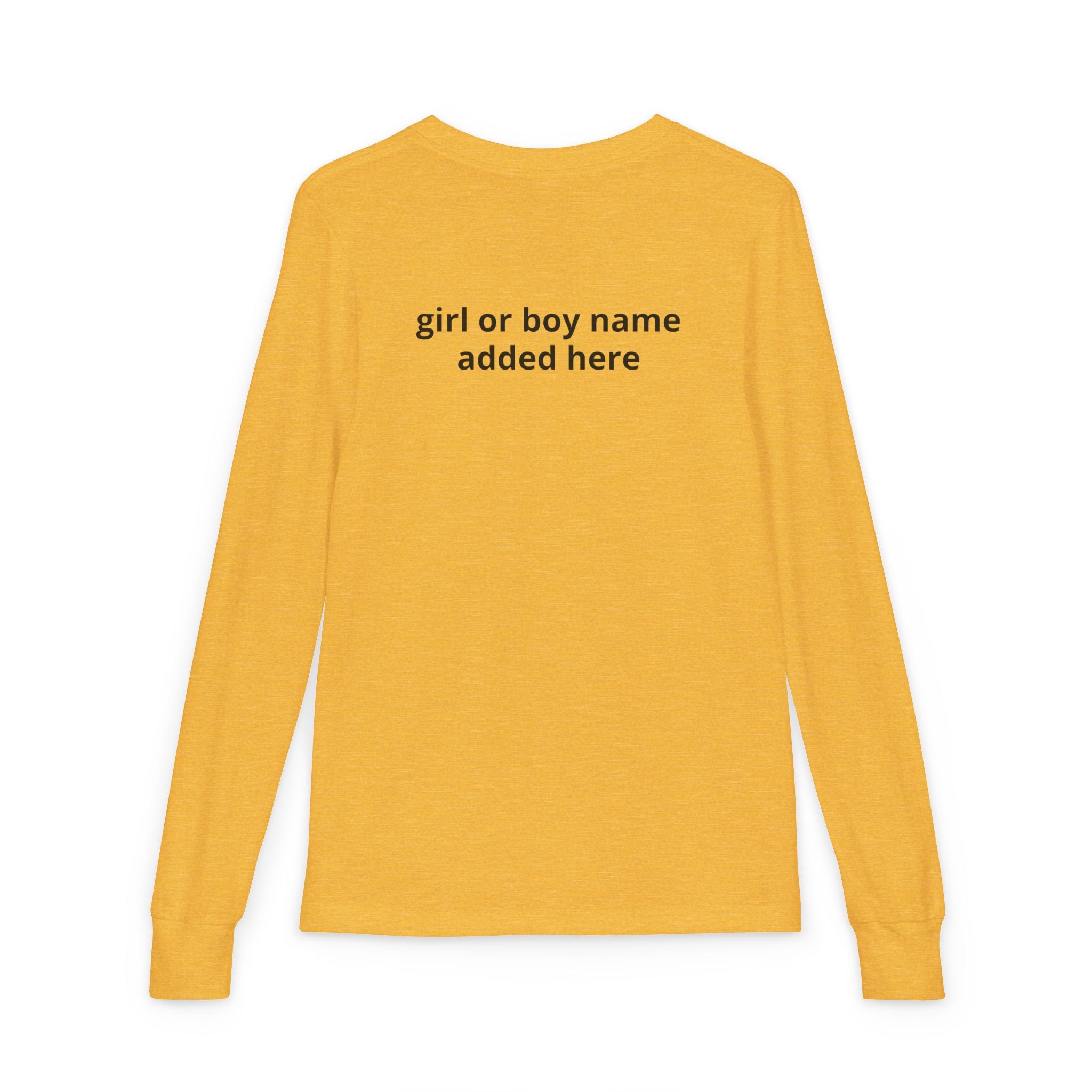 Youth Long Sleeve Tee — Spooky Dinosaur Jack-O'-Lantern Halloween Shirt (Custom Name)