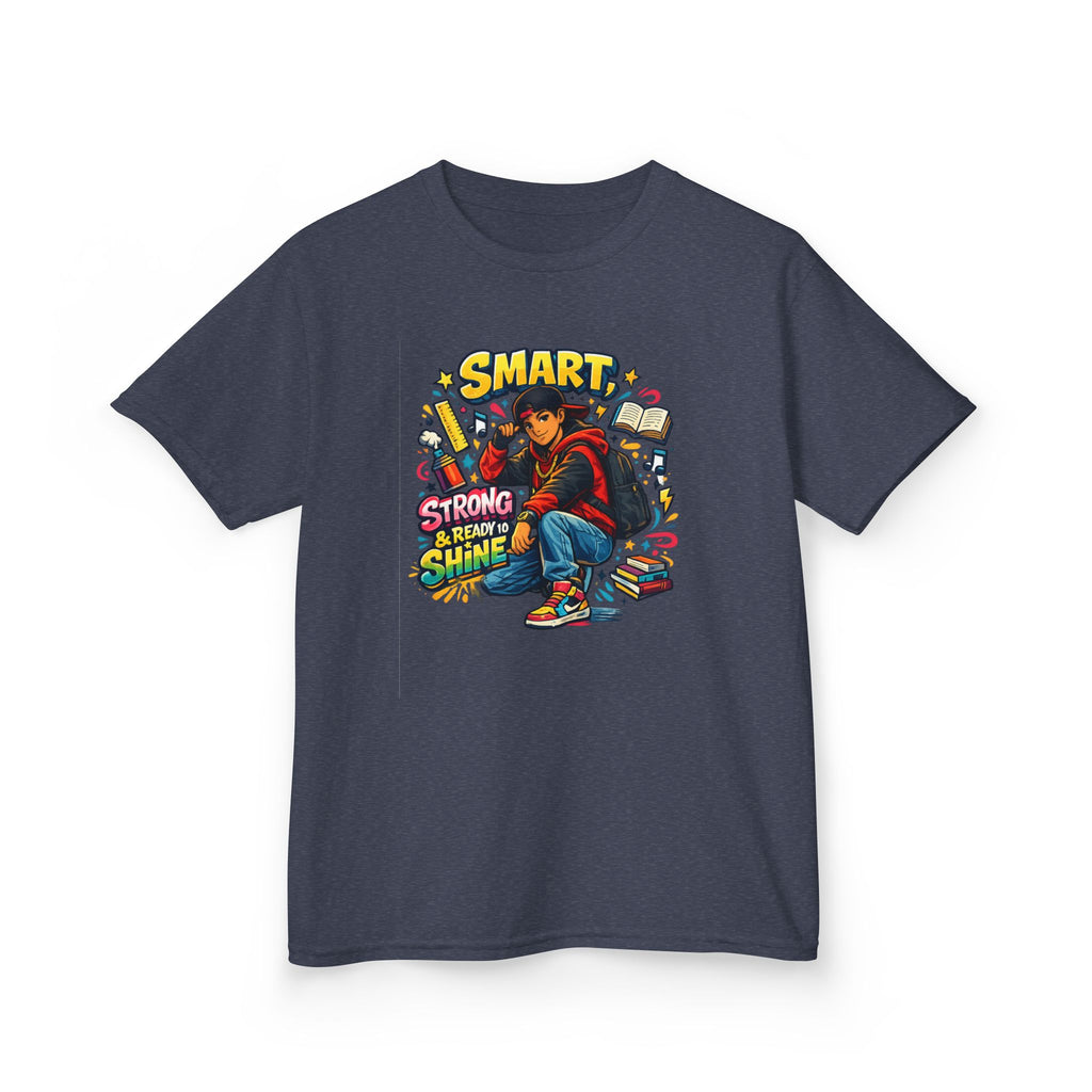Kids Tee — "Smart, Strong, Ready to Shine" School Motivation Graphic
