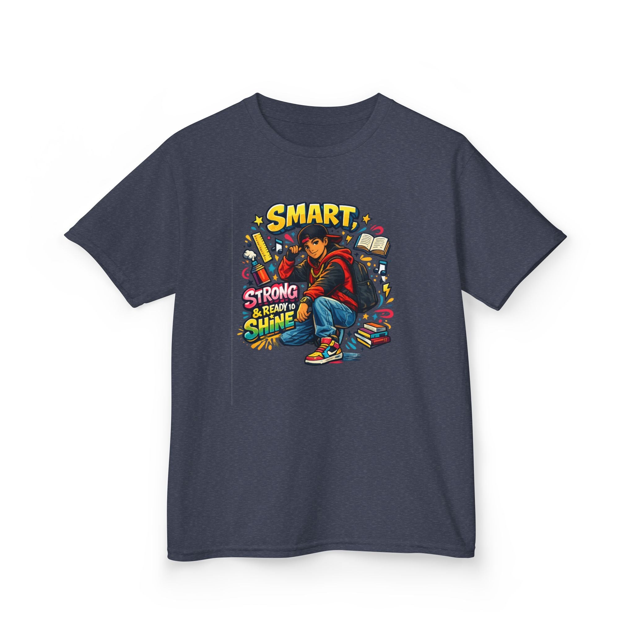 Kids Tee — "Smart, Strong, Ready to Shine" School Motivation Graphic