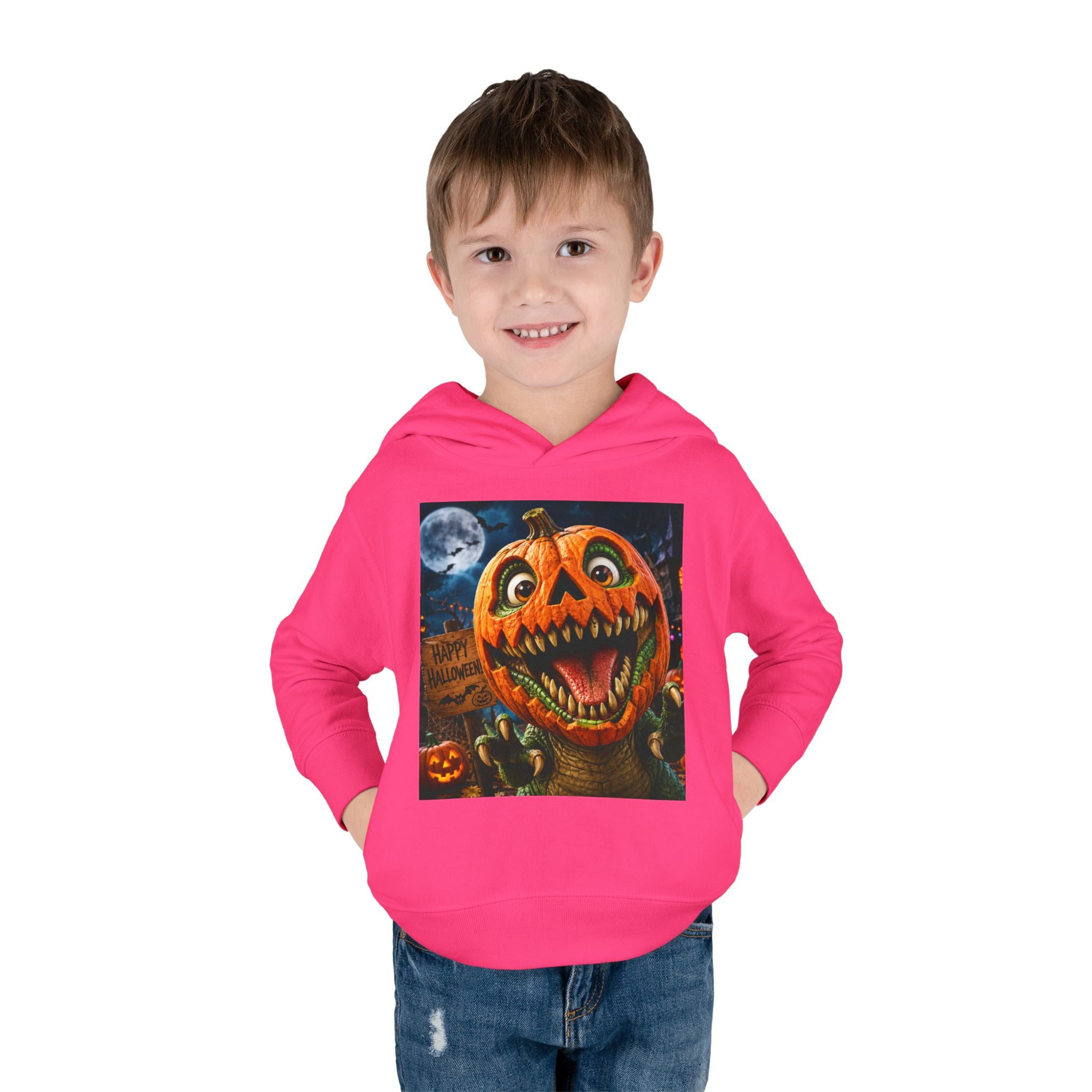 Halloween Toddler Hoodie — Dinosaur Creepy Jack-O'-Lantern Pumpkin Halloween Pullover