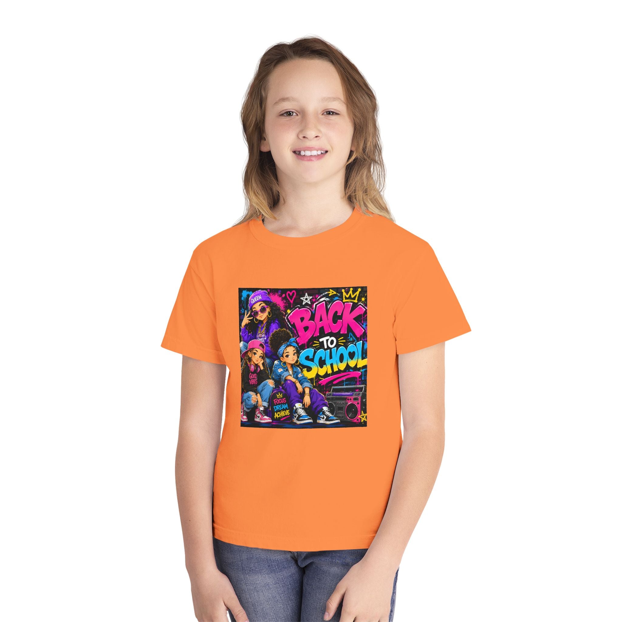 Back to School Youth Tee — Retro Hip-Hop Graphic with Custom Name