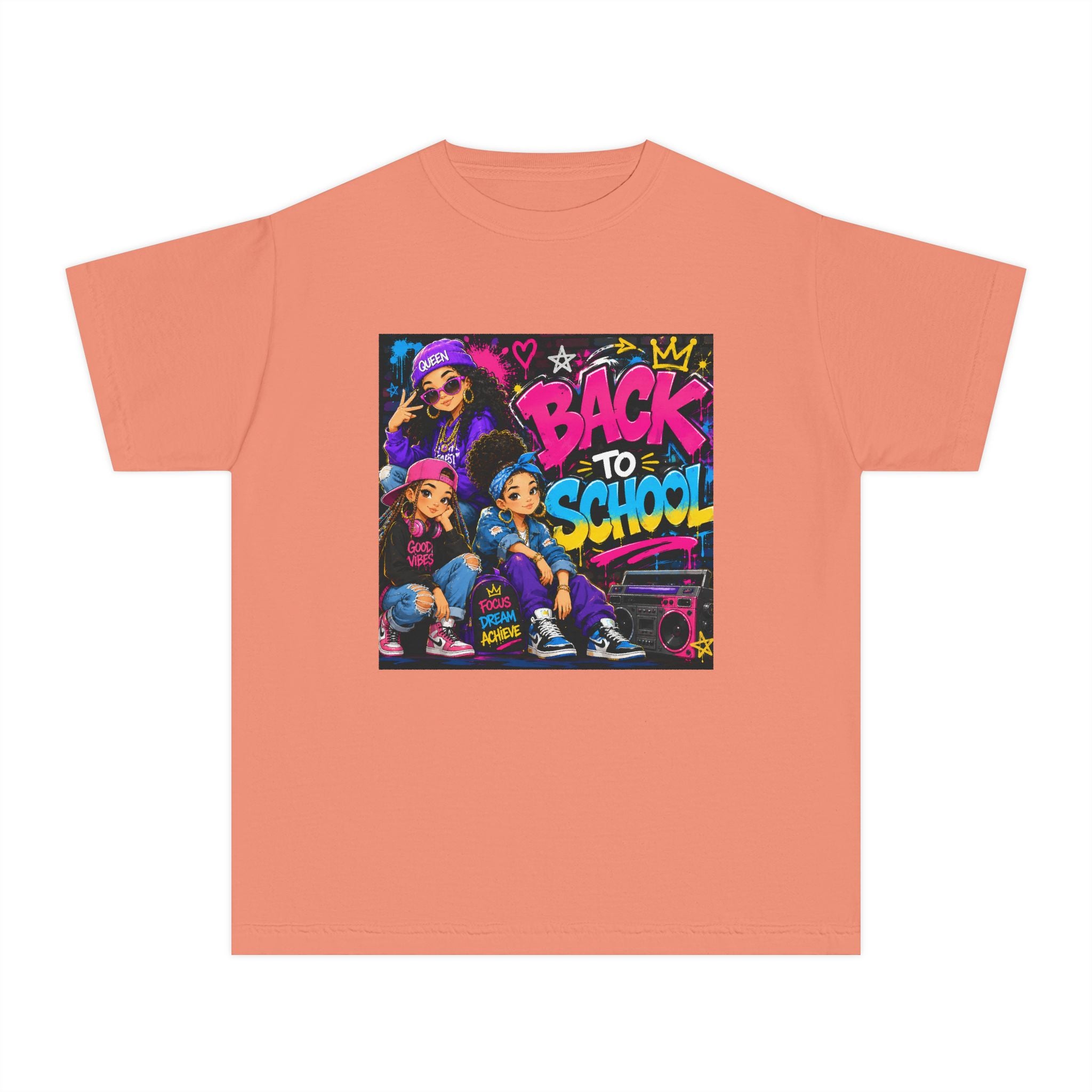 Back to School Youth Tee — Retro Hip-Hop Graphic with Custom Name