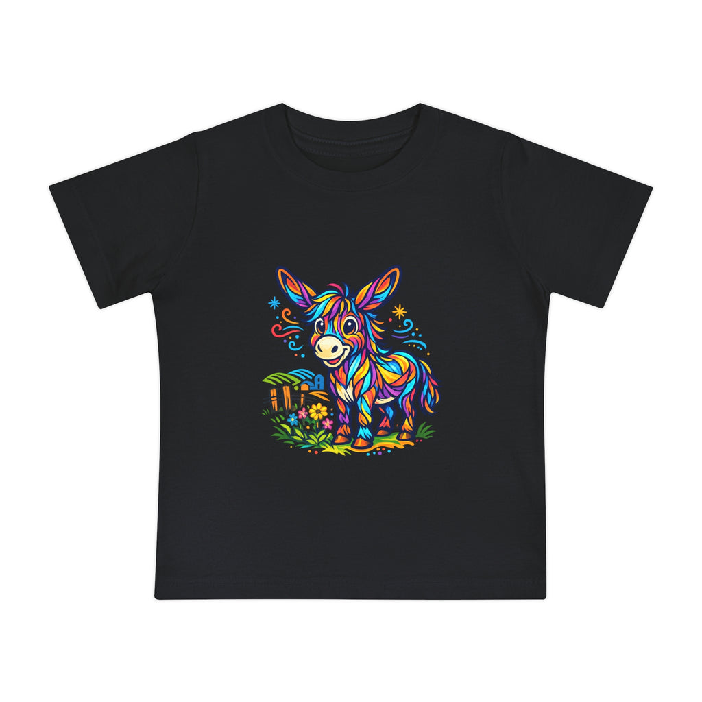 Baby T-Shirt — Colorful Rainbow Donkey Cute Farm Animal Tee for Infants