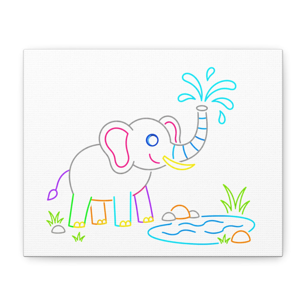 Cute Neon Elephant Canvas Print — Kids Nursery Wall Art