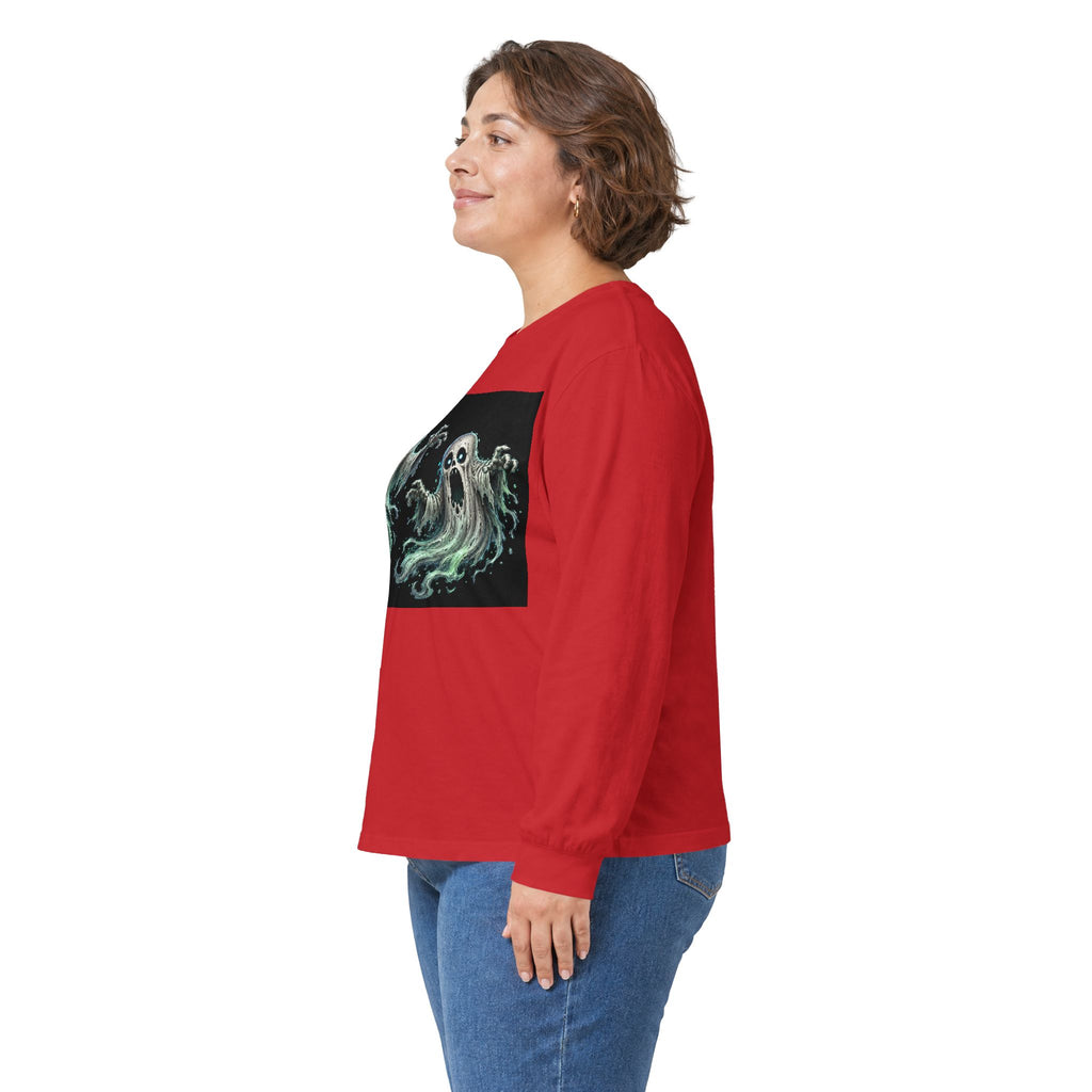 Ghost Duo Long Sleeve Tee — Haunted Spirit Graphic Shirt