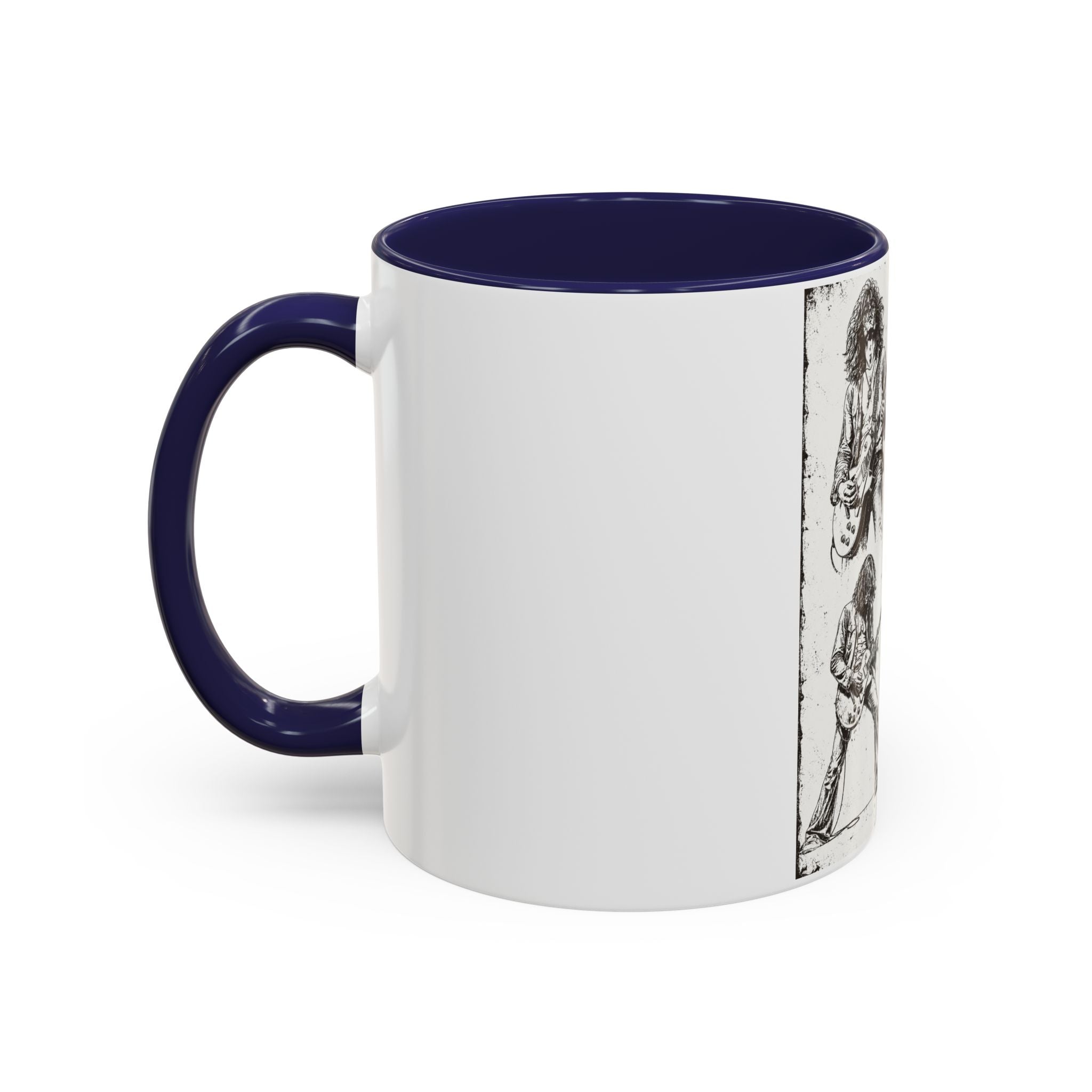 Rock Guitarist Sketch Accent Coffee Mug — Vintage Band Art 11/15oz