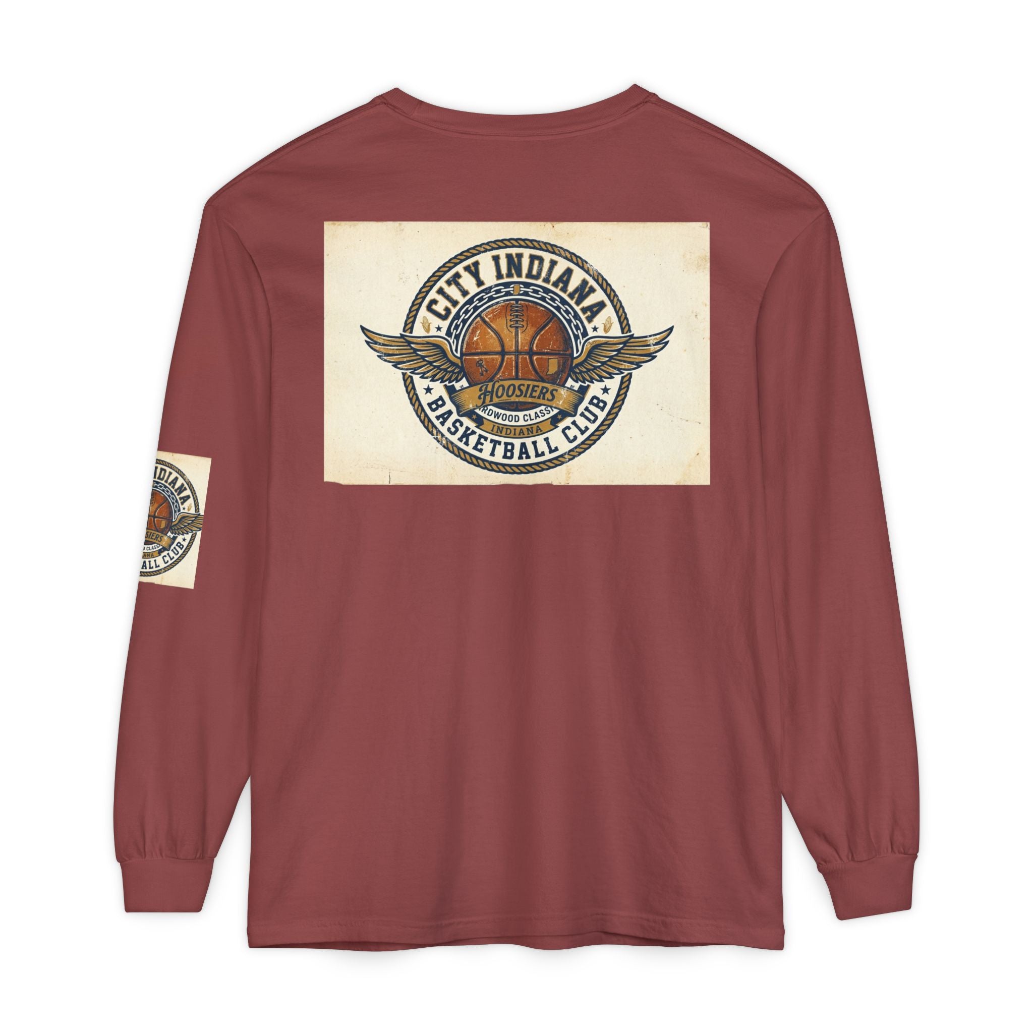 Basketball Club Long Sleeve Tee — City Indiana Winged Ball Graphic