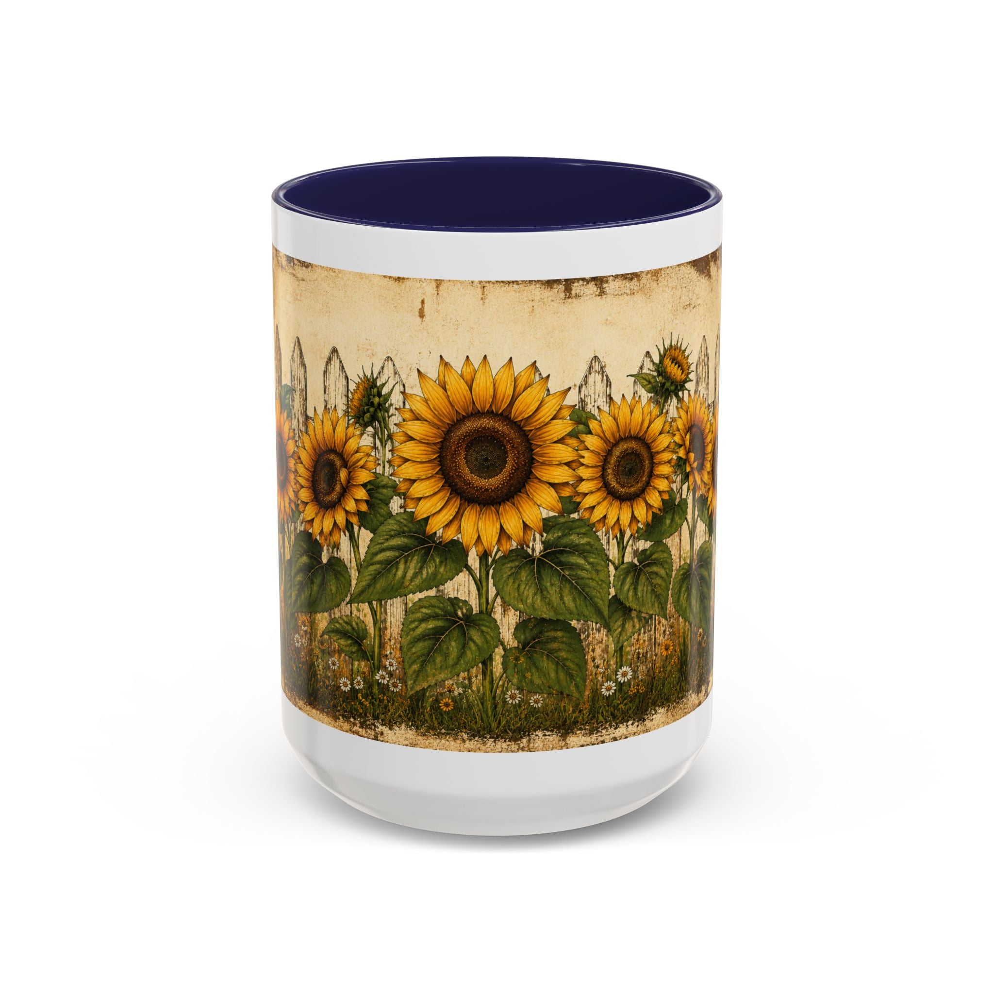 Sunflower Garden Coffee Mug — Vintage Farmhouse Floral Accent Mug