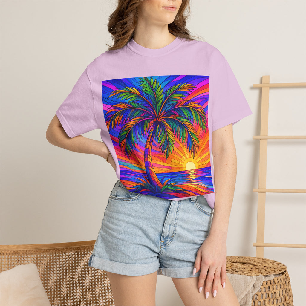 Sunset Palm T-Shirt — Vibrant Tropical Beach Tee