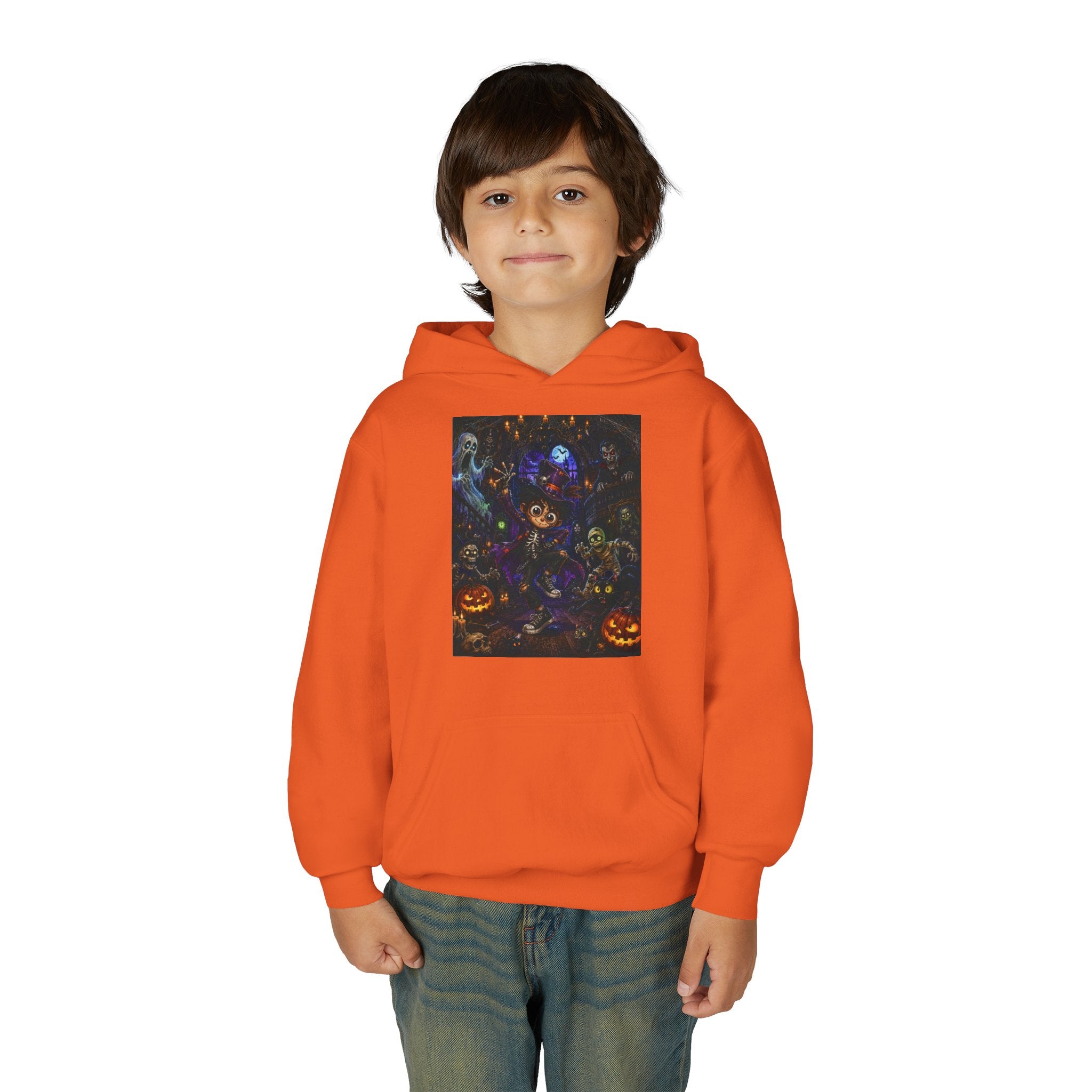 Youth Hoodie - Spooky Magician Halloween Jack-o'-Lantern Galaxy Design