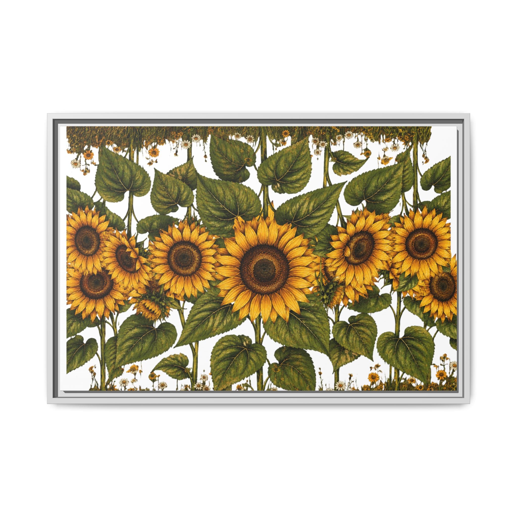 Framed Sunflower Canvas Print — Matte Floral Wall Art