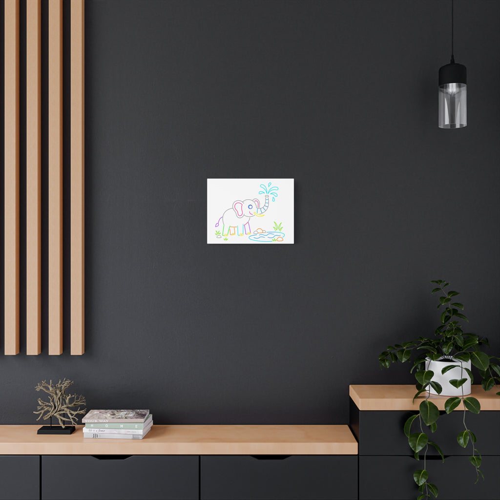 Cute Neon Elephant Canvas Print — Kids Nursery Wall Art