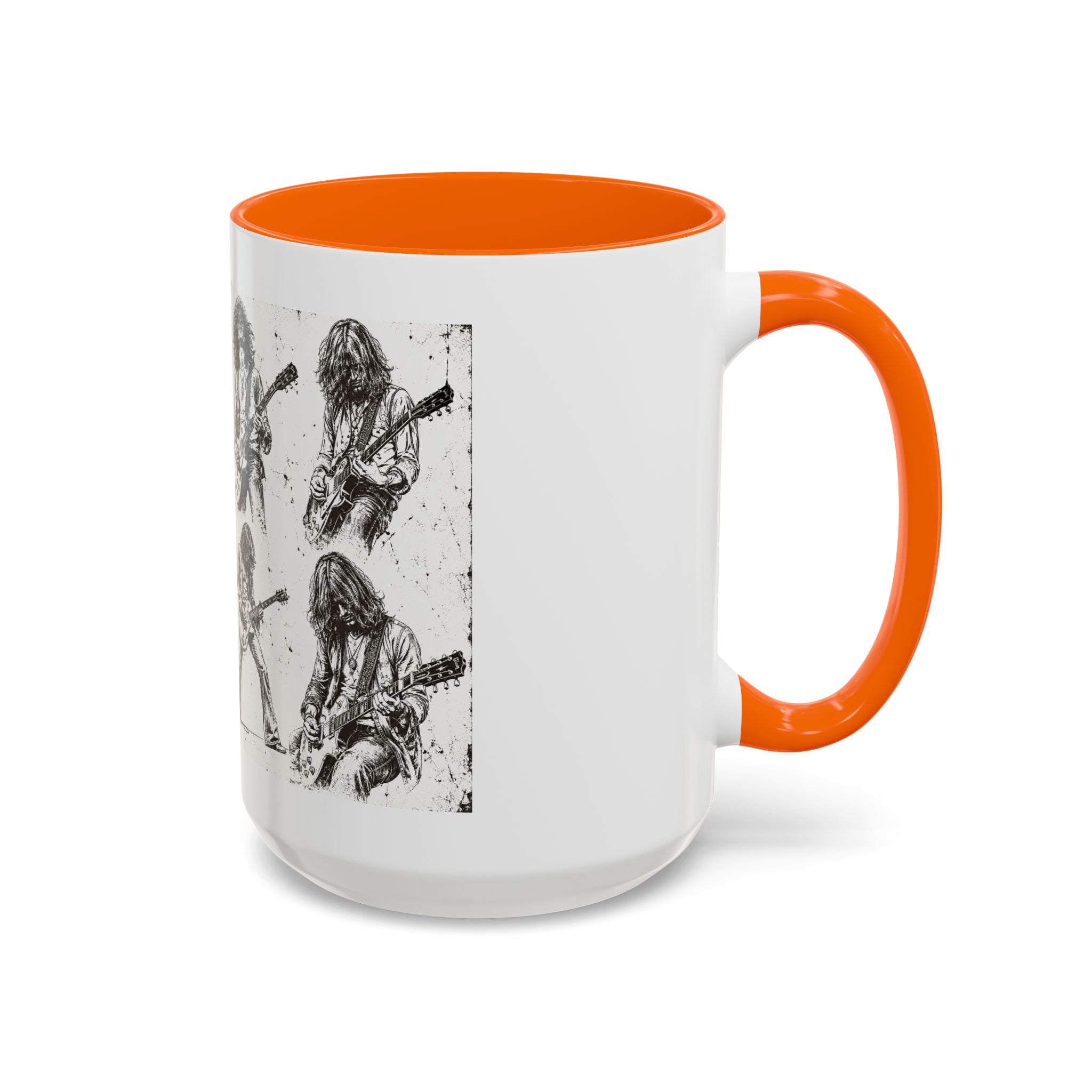 Rock Guitarist Sketch Accent Coffee Mug — Vintage Band Art 11/15oz