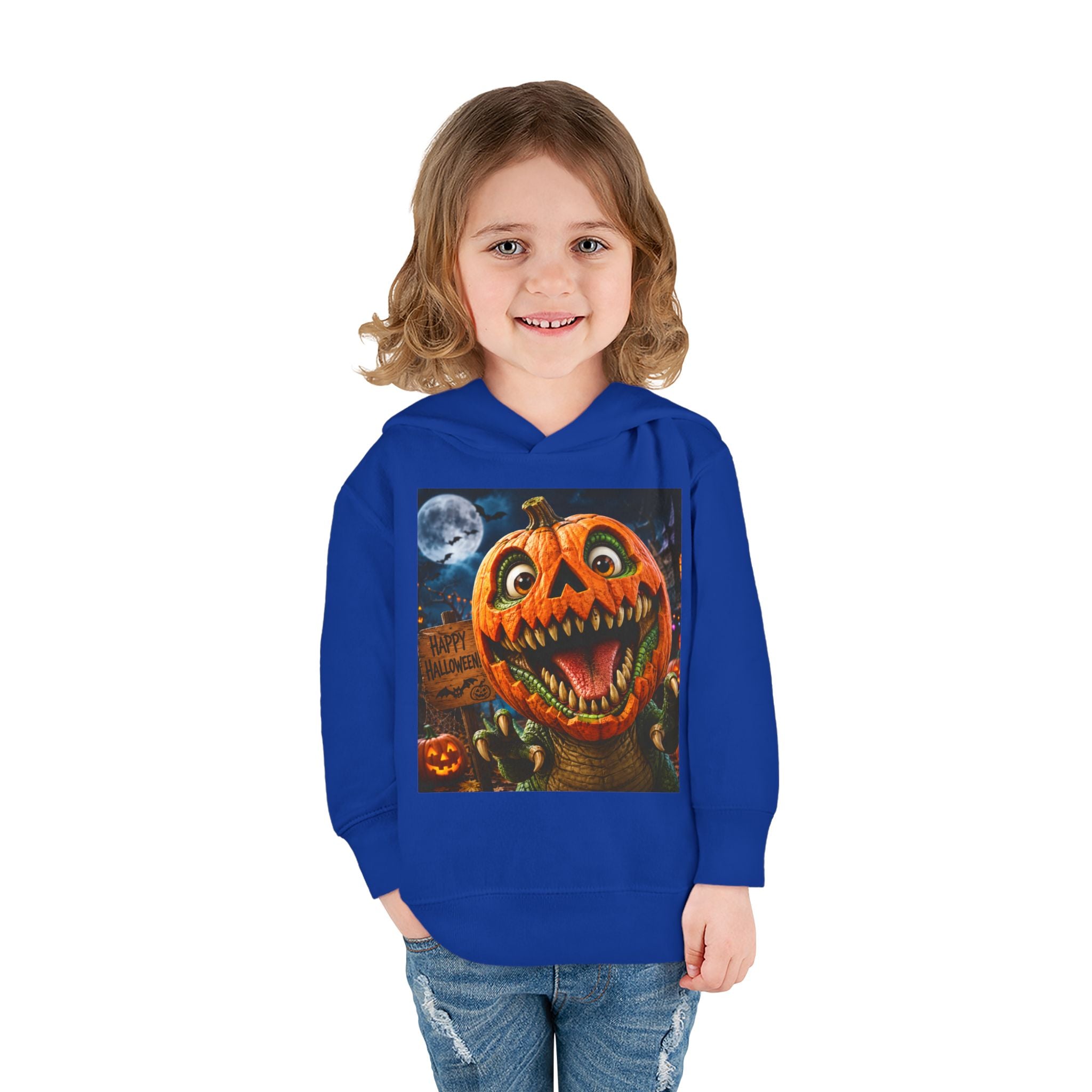 Halloween Toddler Hoodie — Dinosaur Creepy Jack-O'-Lantern Pumpkin Halloween Pullover