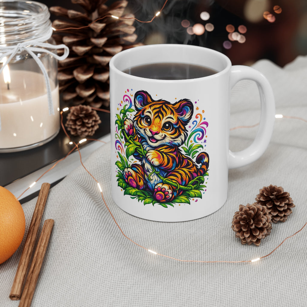 Tiger Cub Mug — Cute Colorful Baby Tiger Coffee Cup, Gift for Animal Lovers & New Parents
