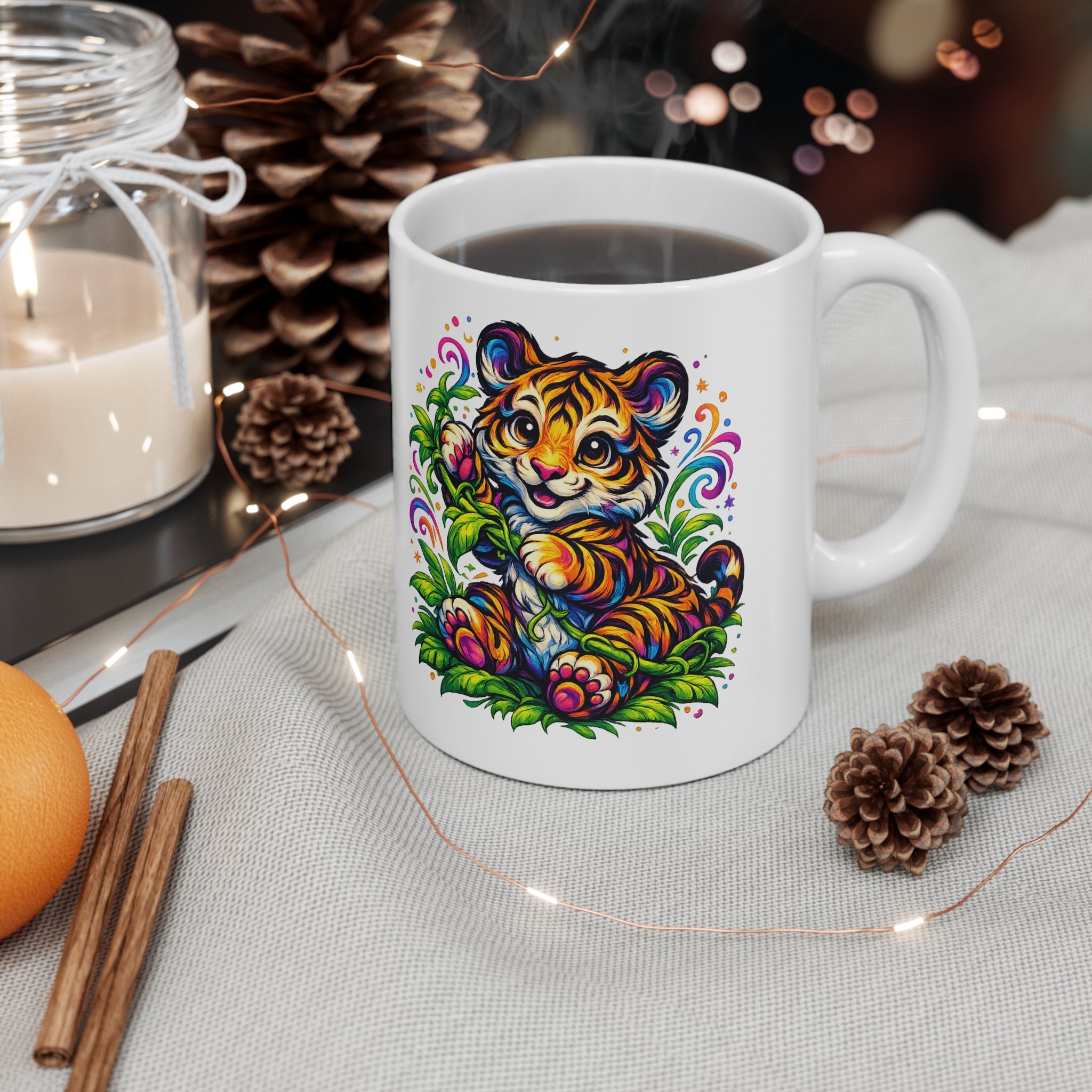 Tiger Cub Mug — Cute Colorful Baby Tiger Coffee Cup, Gift for Animal Lovers & New Parents
