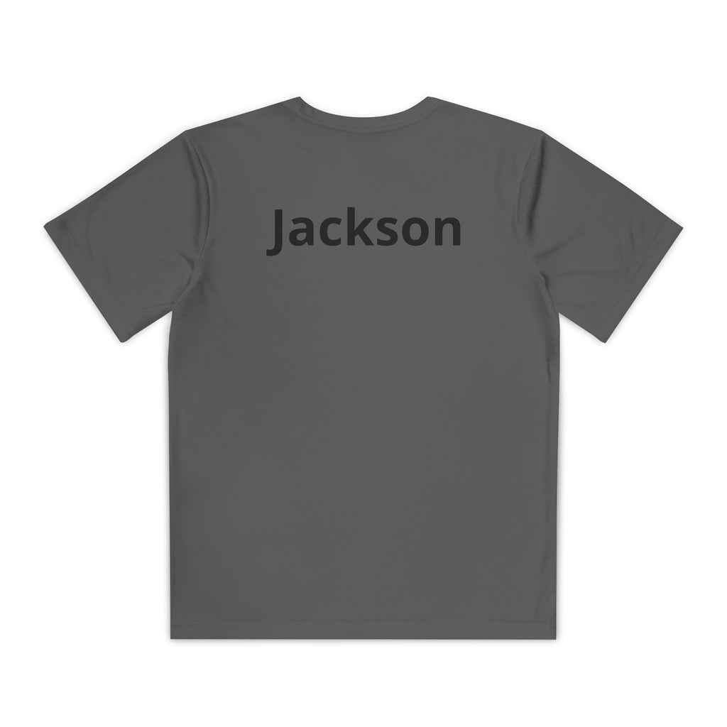 Youth Basketball Tee, Back to School — "Focus Work Win" Personalized Name Jersey