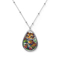 Oval Necklace — Colorful Tiger Teardrop Pendant Necklace
