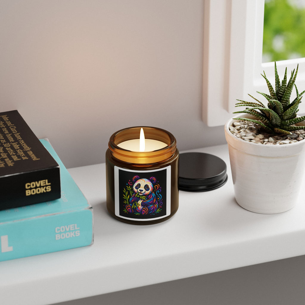 Colorful Panda Soy Candle — Amber Jar Scented Candle (Multi-Size)
