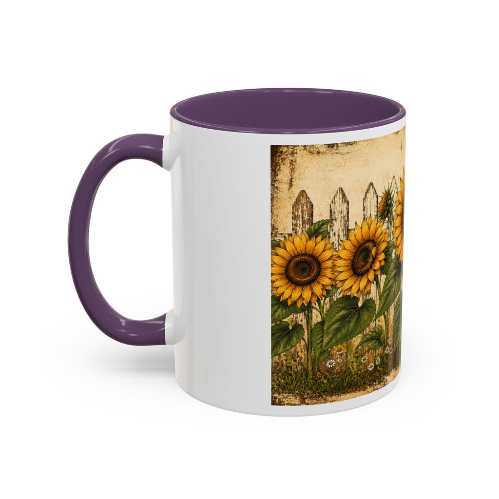 Sunflower Garden Coffee Mug — Vintage Farmhouse Floral Accent Mug