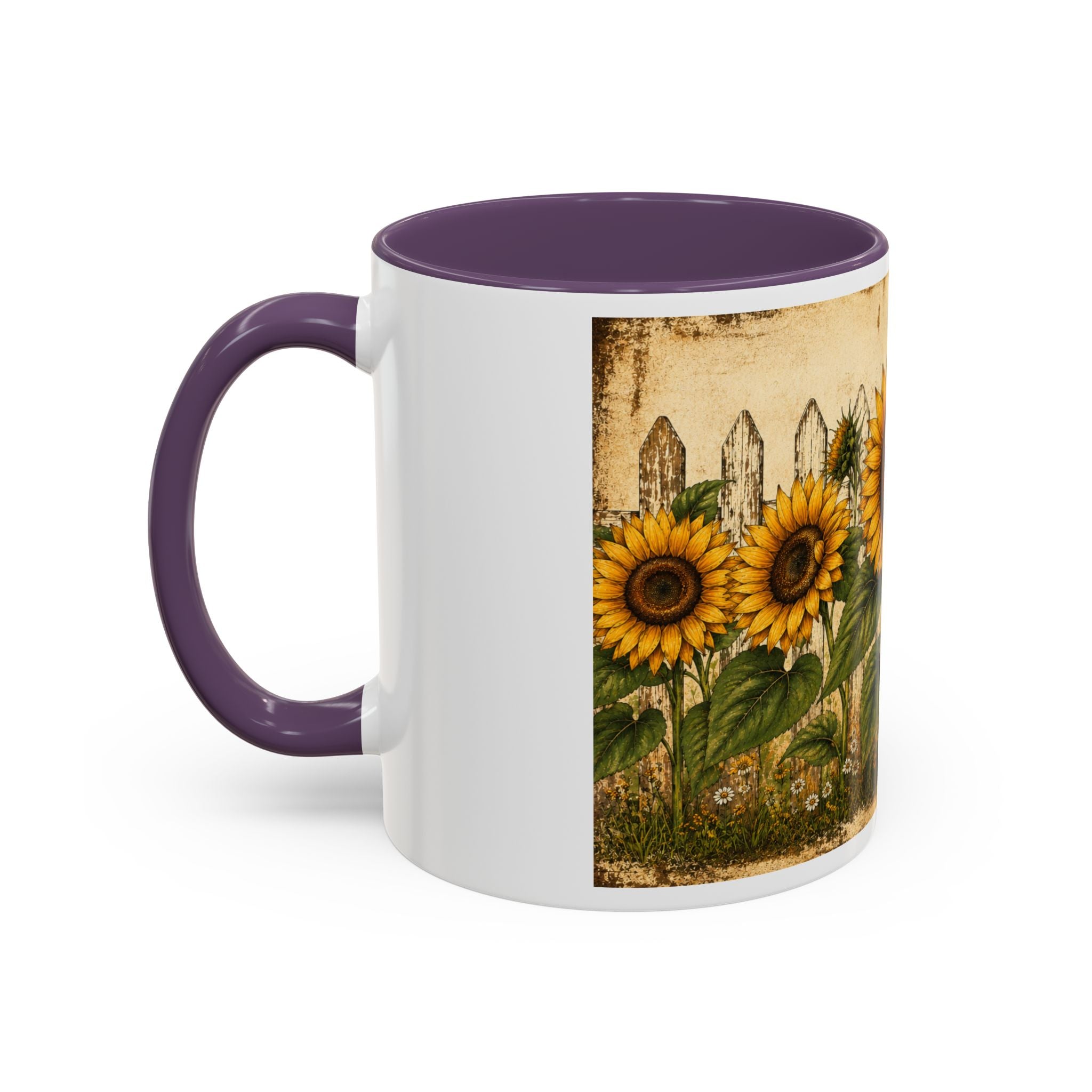 Sunflower Garden Coffee Mug — Vintage Farmhouse Floral Accent Mug