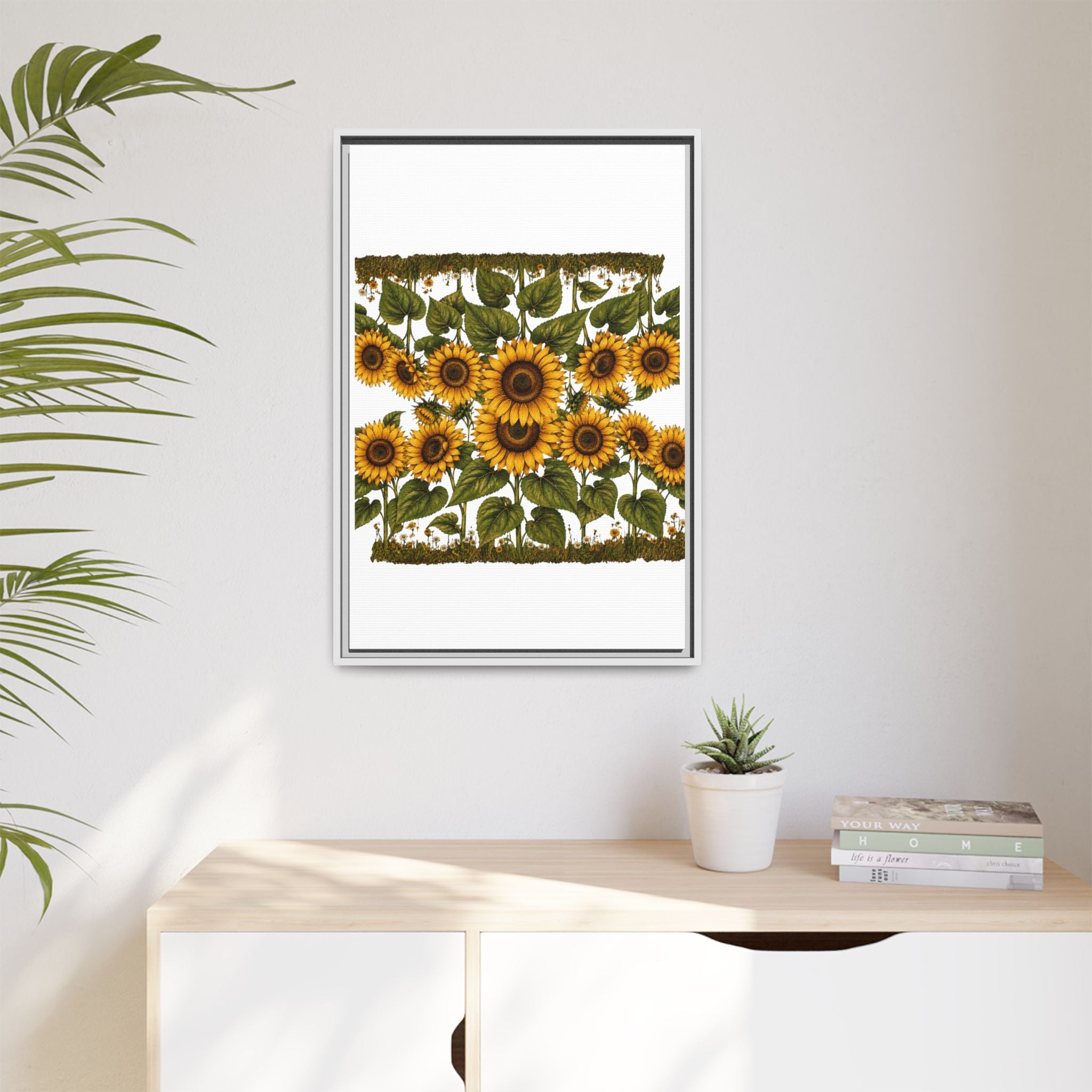 Framed Sunflower Canvas Print — Matte Floral Wall Art