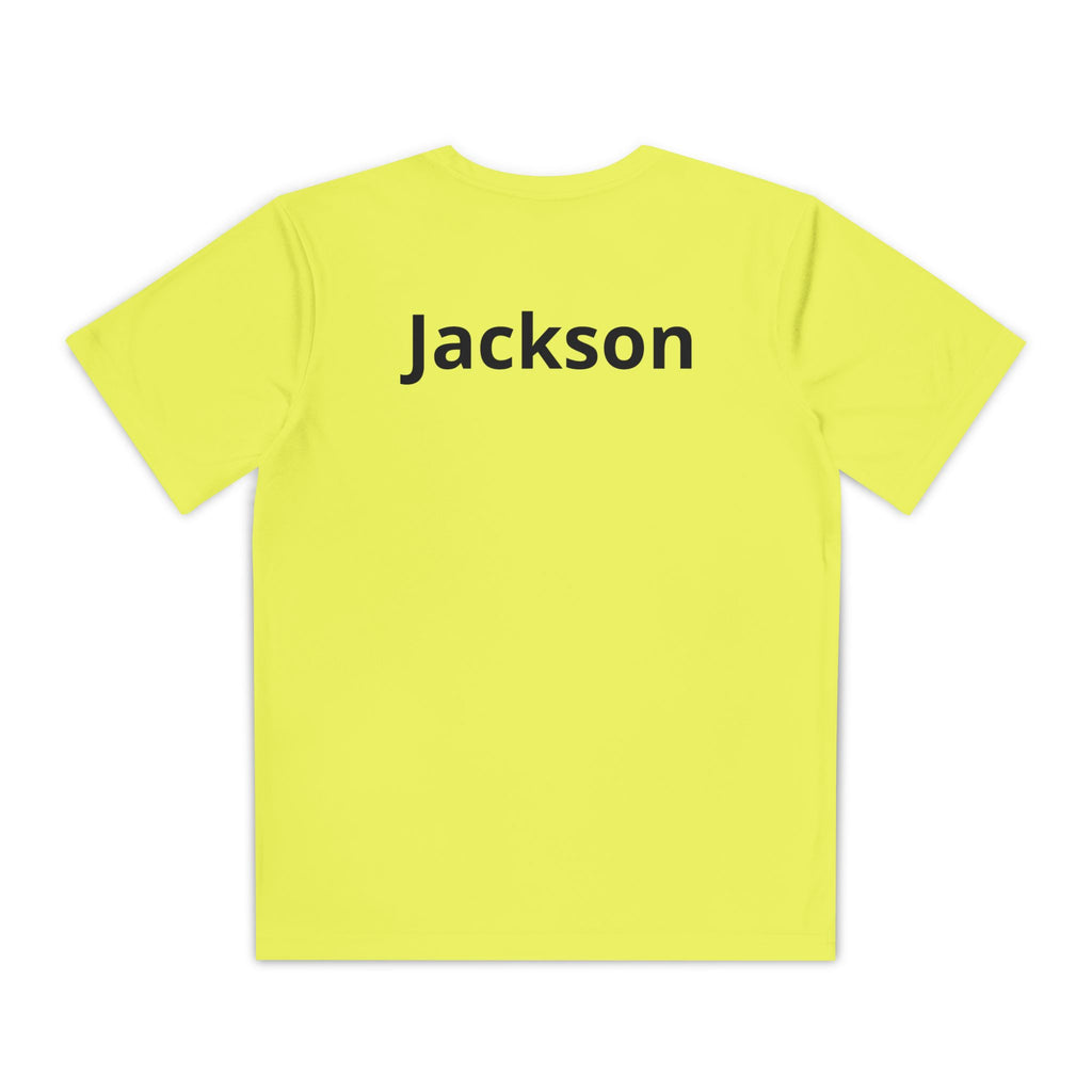 Youth Basketball Tee, Back to School — "Focus Work Win" Personalized Name Jersey