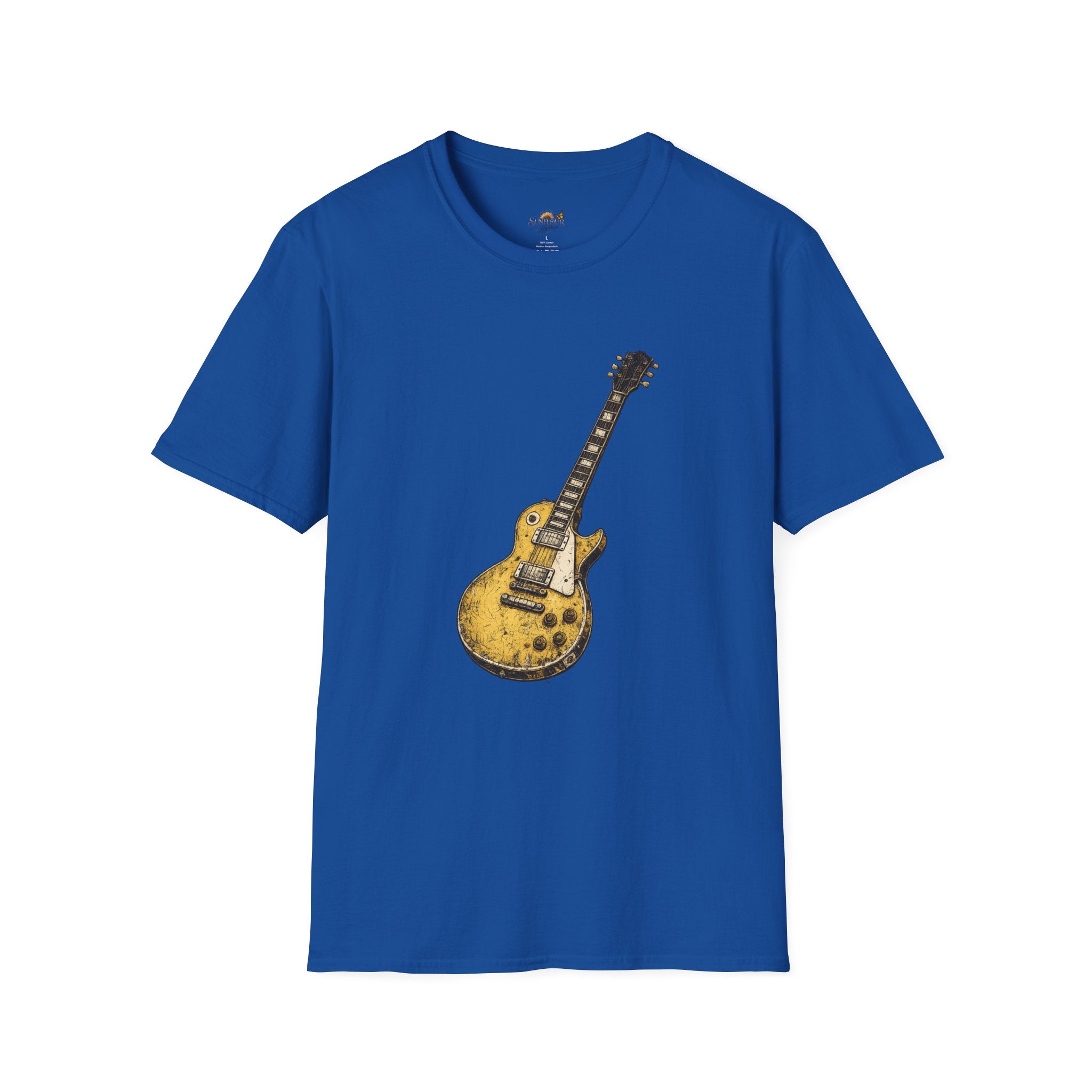 Guitar Illustration T-Shirt — Vintage Les Paul Graphic Tee for Music Lovers