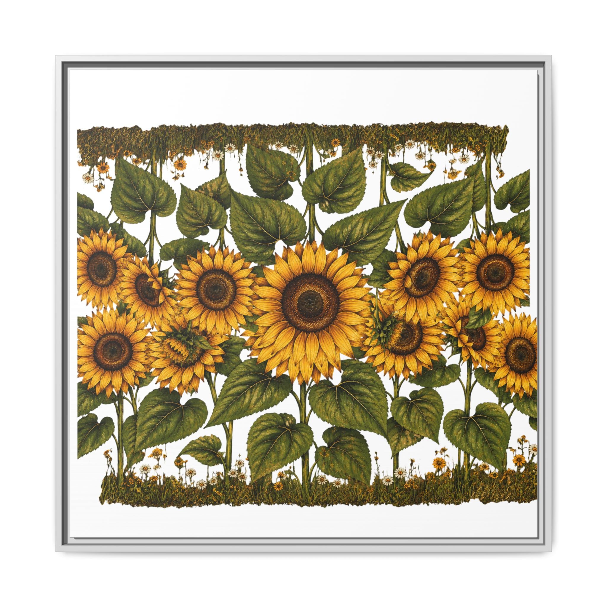 Framed Sunflower Canvas Print — Matte Floral Wall Art