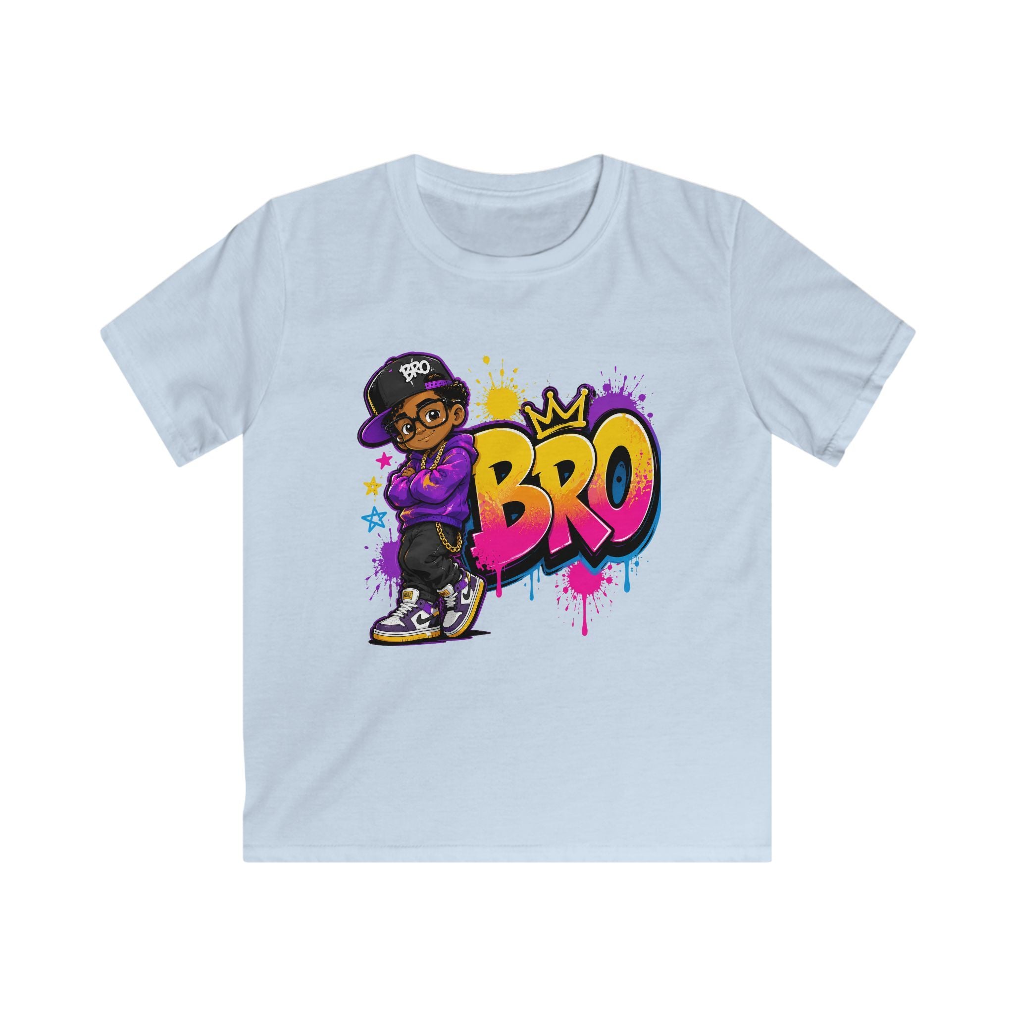 Kids 'BRO' Streetwear Tee — Cool Hip-Hop Skateboard Graphic T-Shirt for Boys