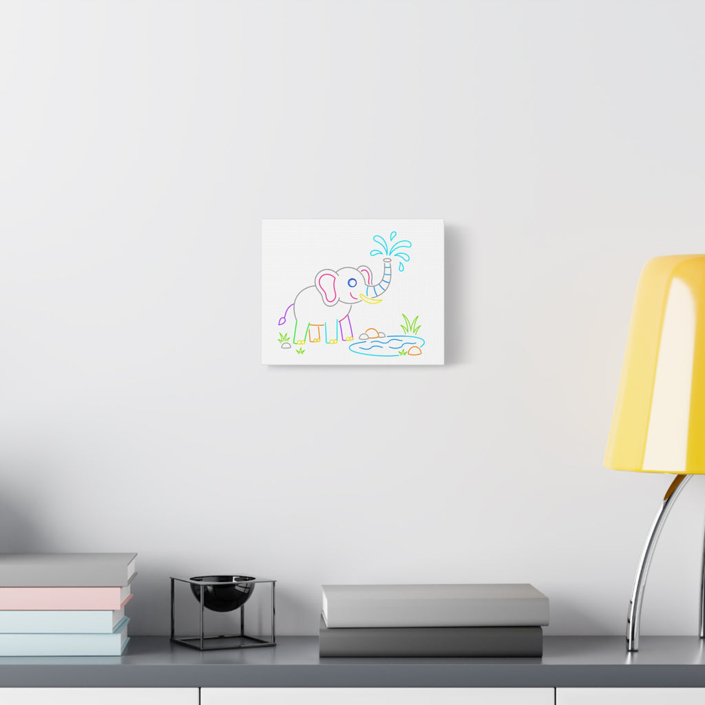 Cute Neon Elephant Canvas Print — Kids Nursery Wall Art