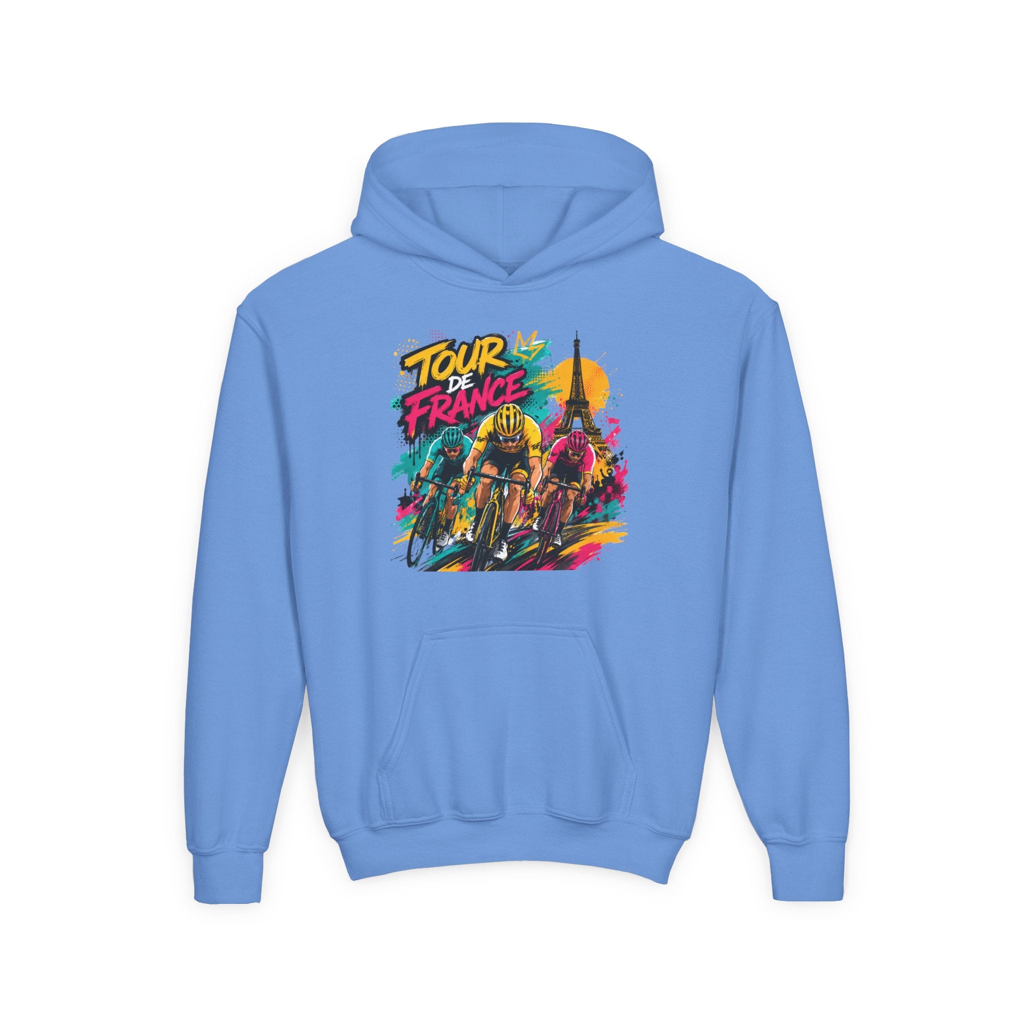 Tour de France Youth Hoodie — Colorful Cycling Graphic Sweatshirt