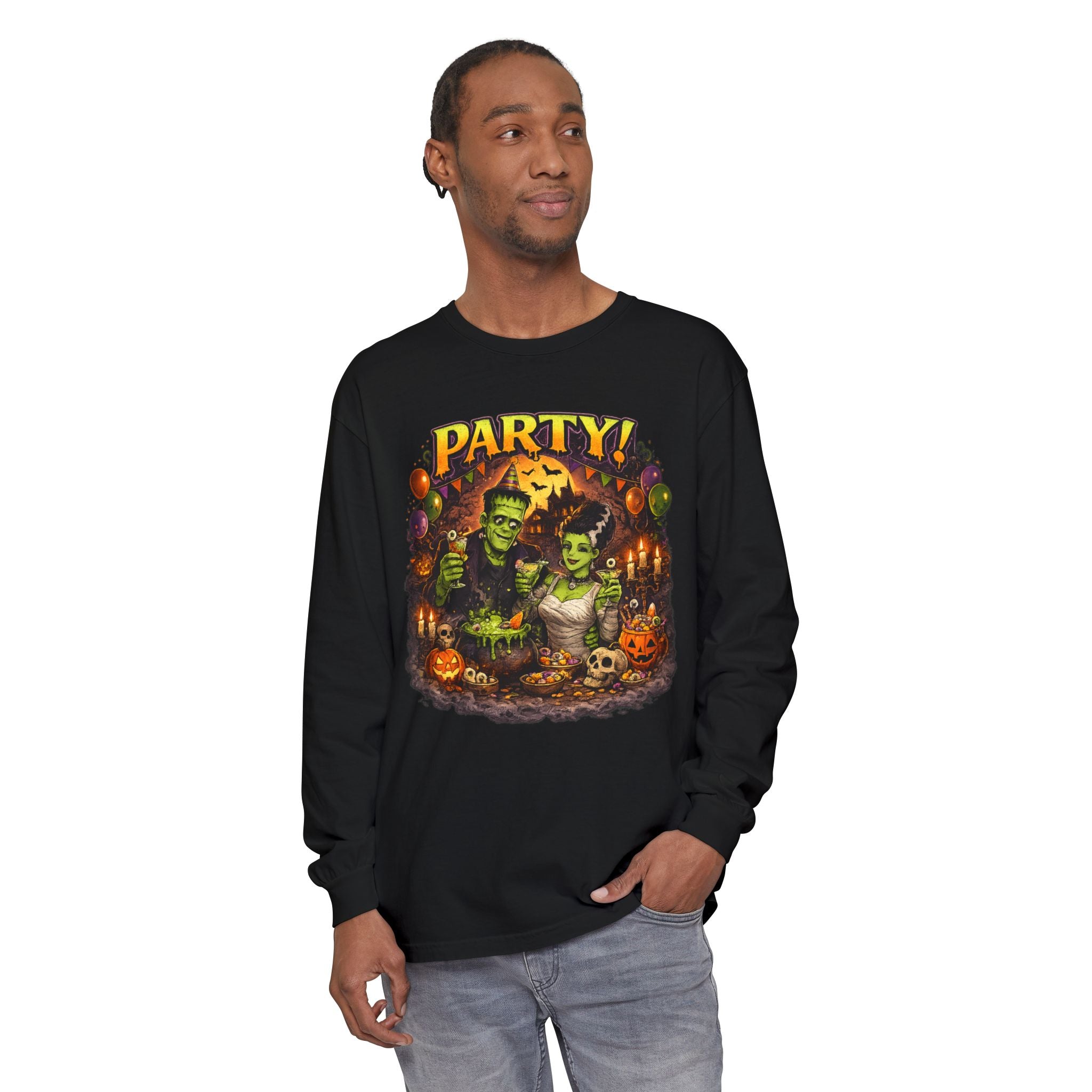 Mr. & Mrs. Frankenstein Halloween Monster Party Long Sleeve T-Shirt