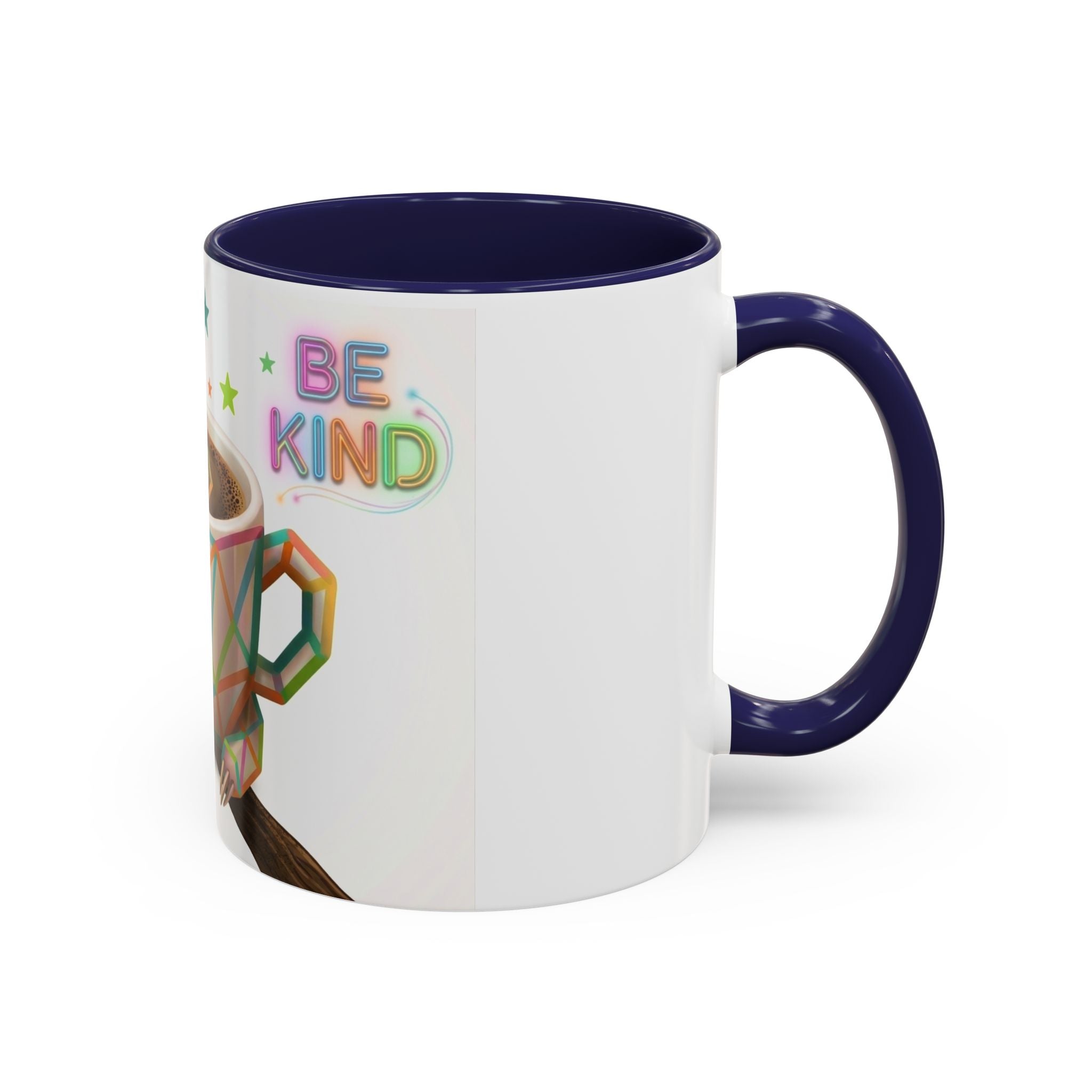 Be Kind Sloth Coffee Mug — Colorful Accent Ceramic Cup (11/15oz)
