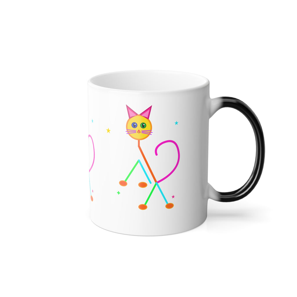 Color Morphing Mug — Cute Neon Cat Heat Reveal, 11oz