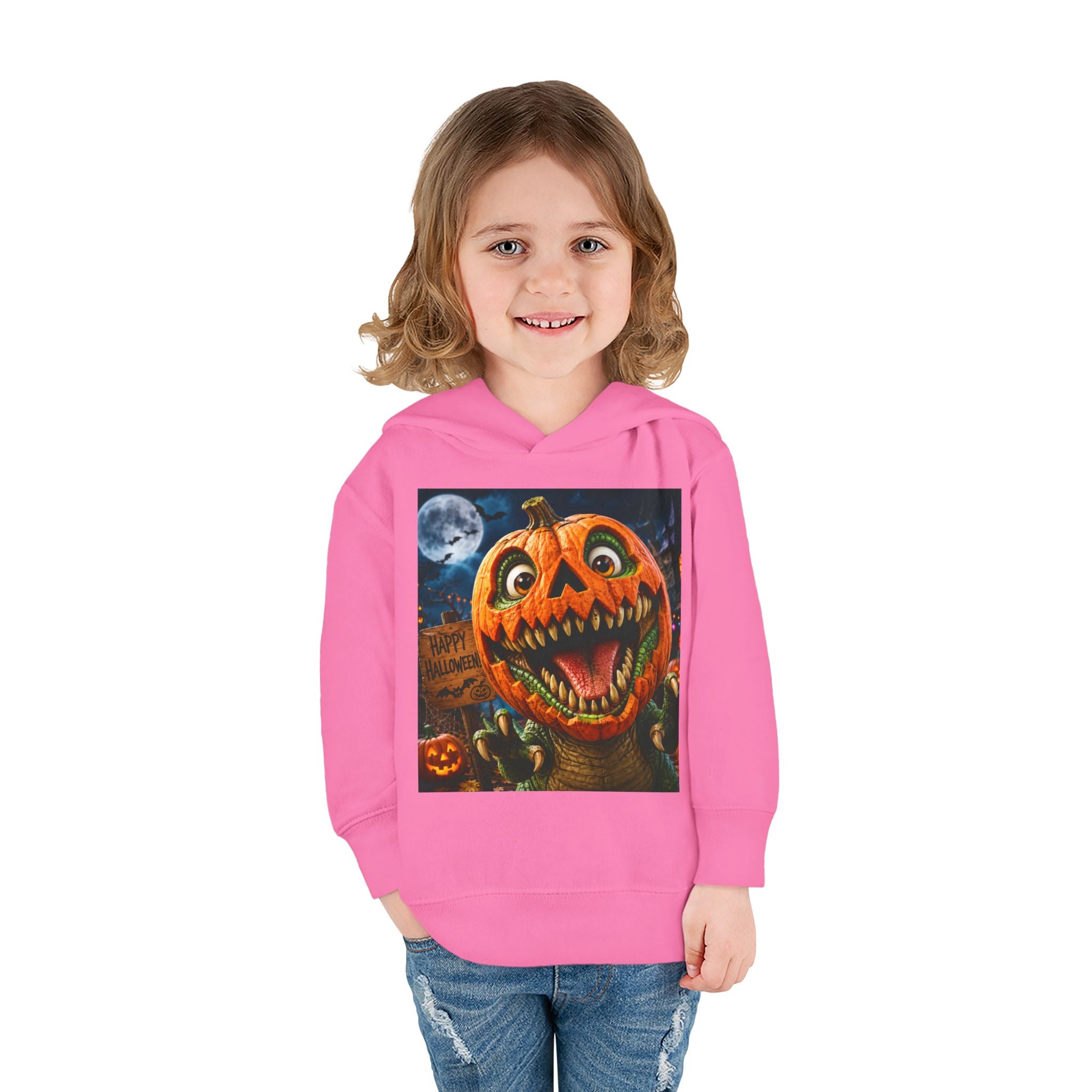 Halloween Toddler Hoodie — Dinosaur Creepy Jack-O'-Lantern Pumpkin Halloween Pullover