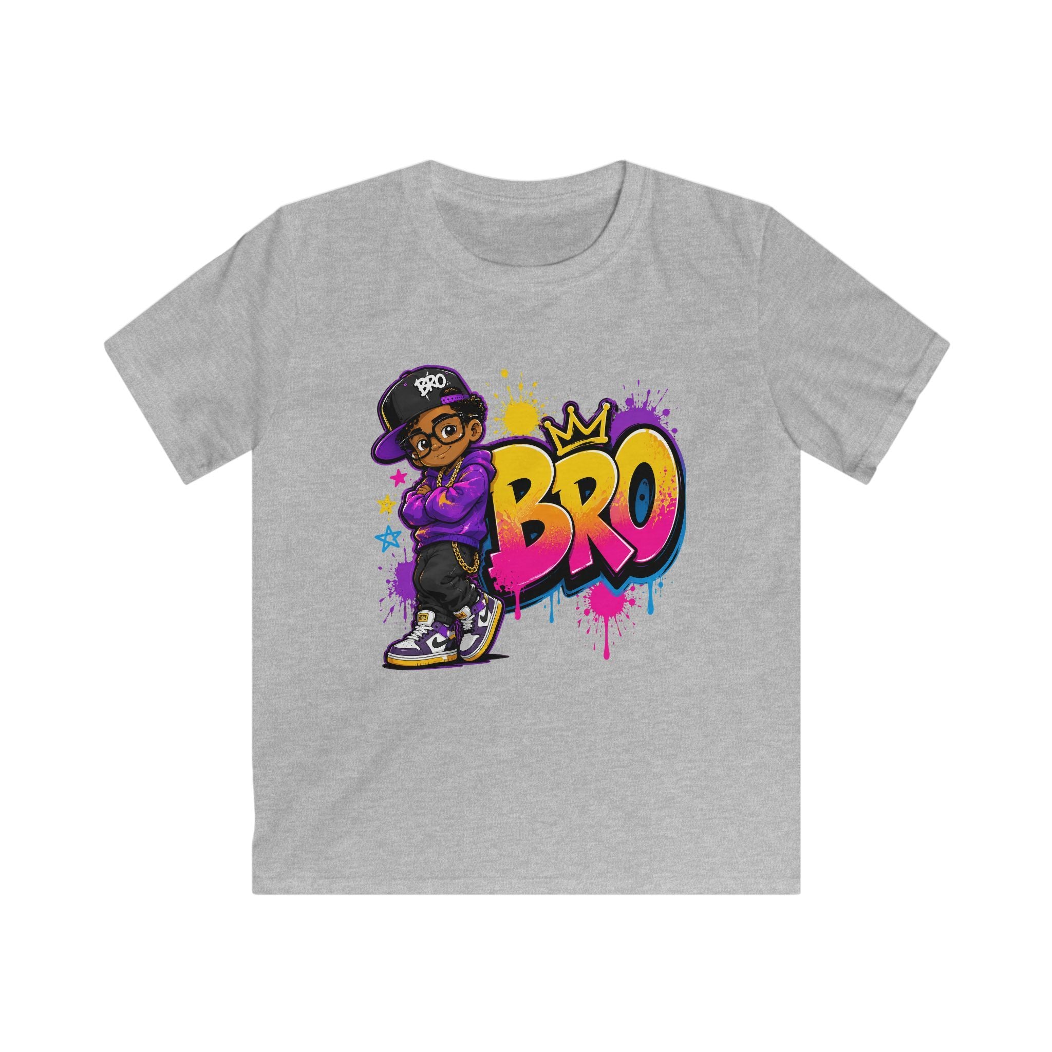 Kids 'BRO' Streetwear Tee — Cool Hip-Hop Skateboard Graphic T-Shirt for Boys